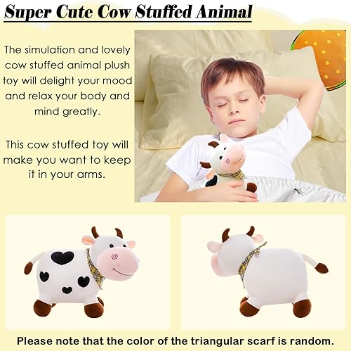 Miniatura 2 de zhidiloveyou Animales de peluche de vaca de 9.84 pulgadas, lindos regalos de juguete Kawaii de vaca para niños, blanco