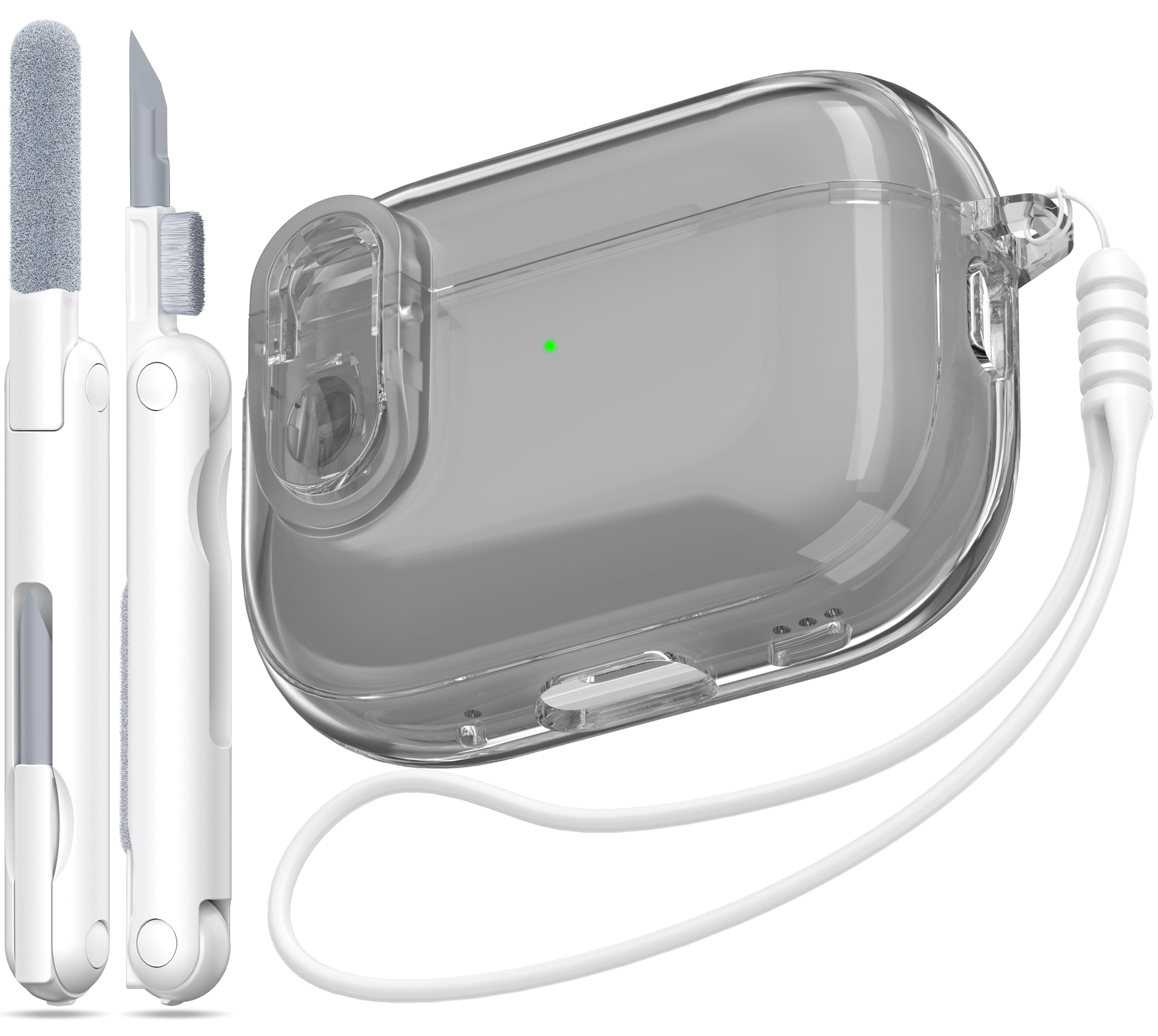 MHYALUDO for Airpods Pro 2nd/1st Generation Case Cover, Compatible with Airpods Pro Case 2nd Gen USB C Charging Port, Clear Soft Transparent Military Grade Shockproof Cover, Clear White — view 10