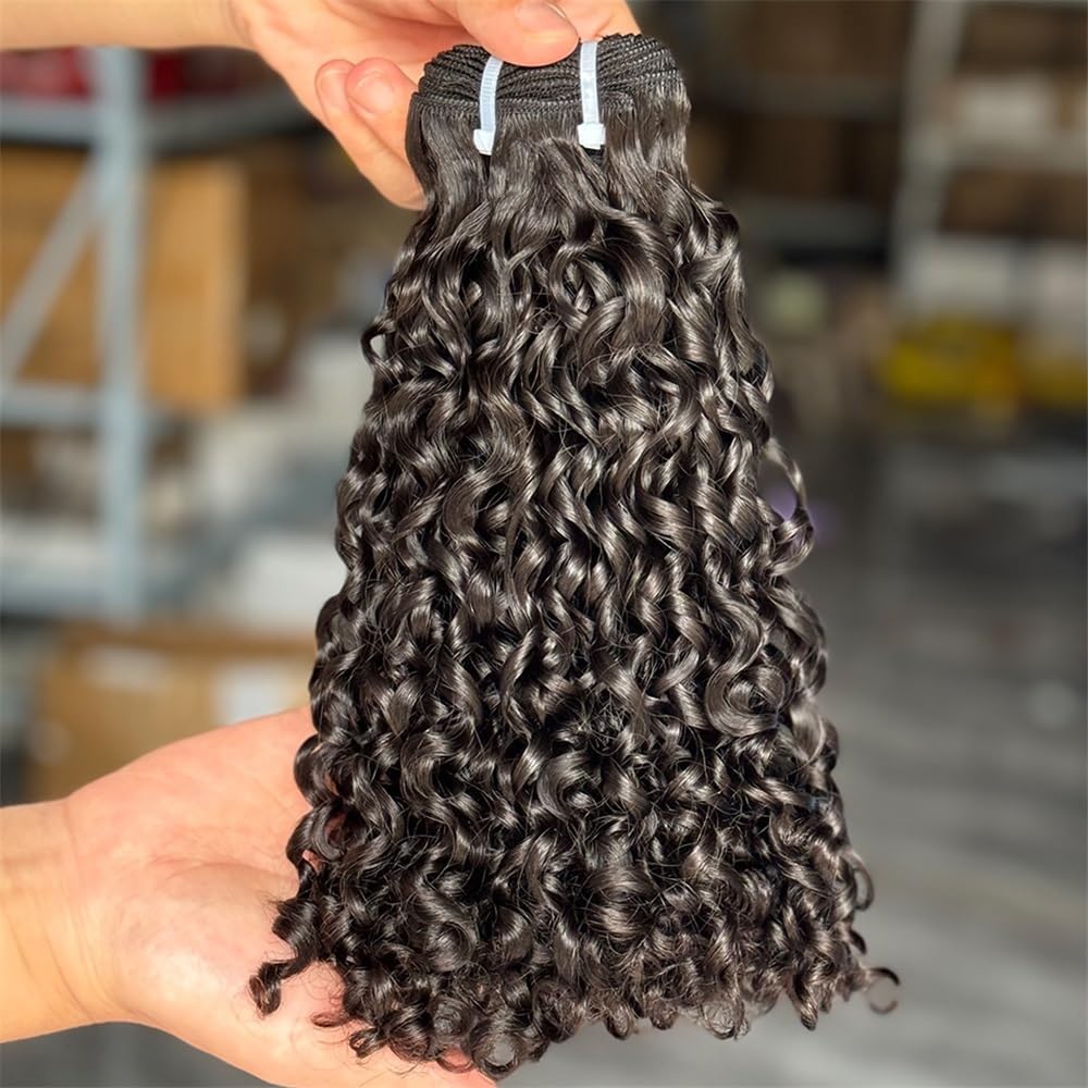 12A Double Weft Pixie Bouncy Curly Human Hair 1 Bundle Burmese Unprocessed Brazilian Raw Virgin Hair Quick Weave Extensions Natural Color Hair Extensions(12 Inch)