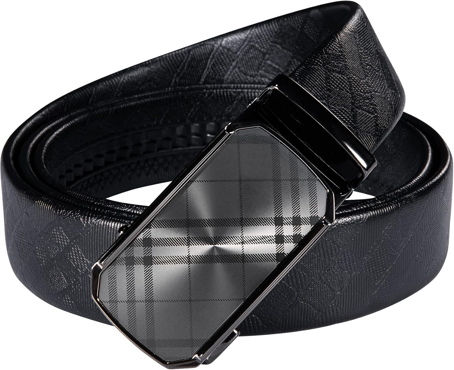 Dubulle Designer Ratchet Belt for Men Leather Fashion Adjustable Automatic Buckle Sliding Removable Dress Casual - Image 3