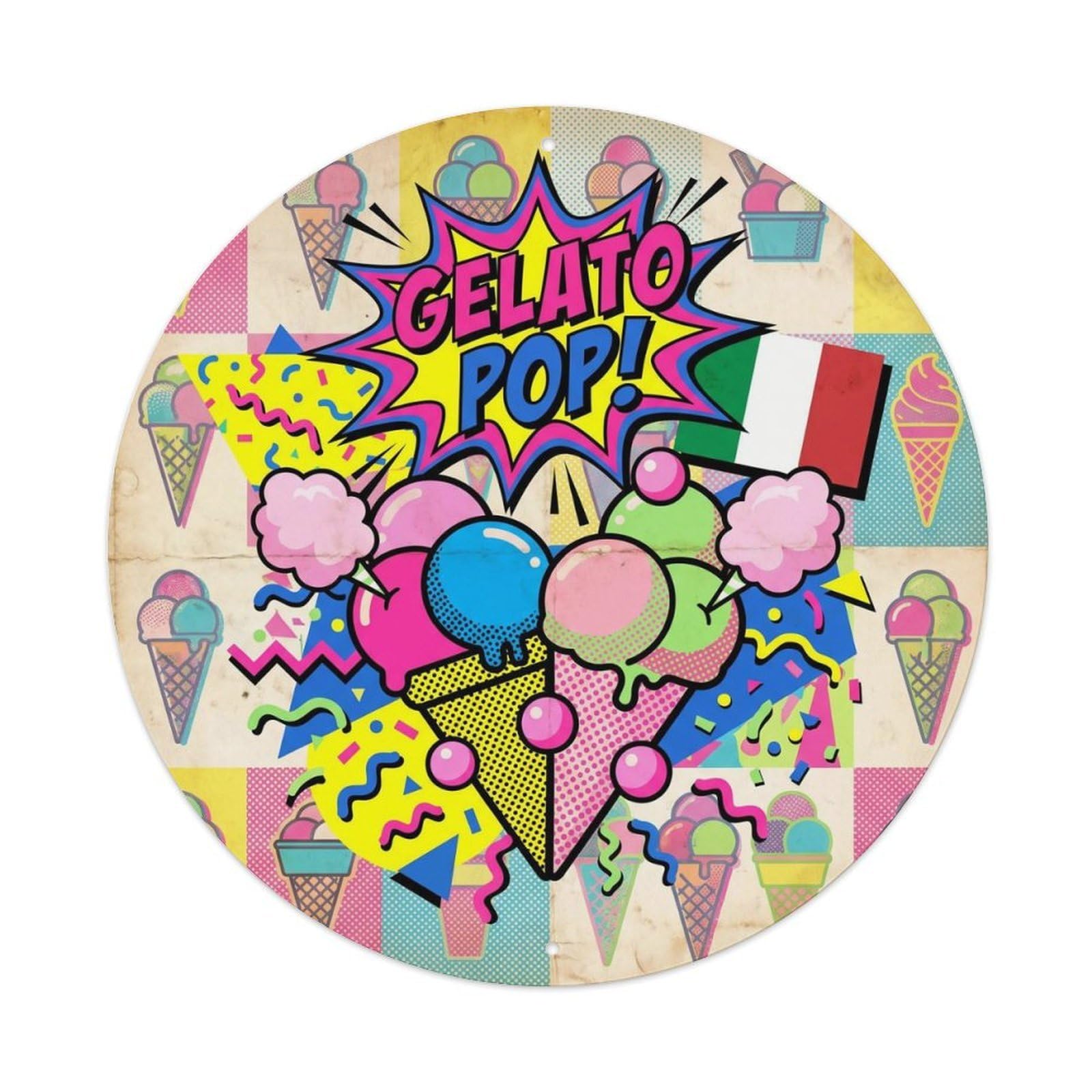 Gelato Ice Cream Memphis Pop Cafe Culture Metal Tin Sign