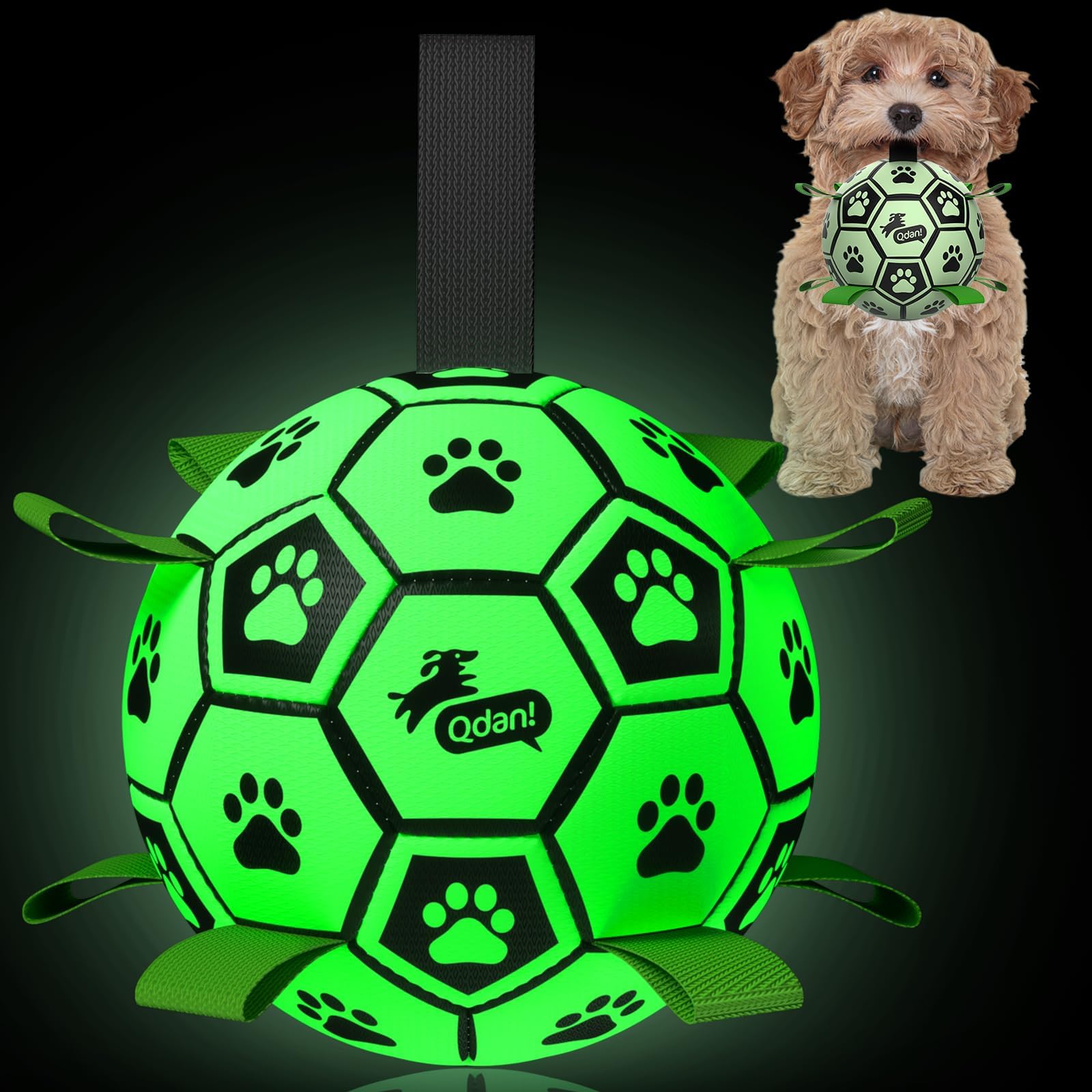 Premium Dog Ball, Glow in The Dark Dog Toys, Light Up Soccer Ball for Dogs, Outdoor Dog Toys, Doggy Water Toy, Puppy Birthday Gifts for Small Medium (6 Inch)