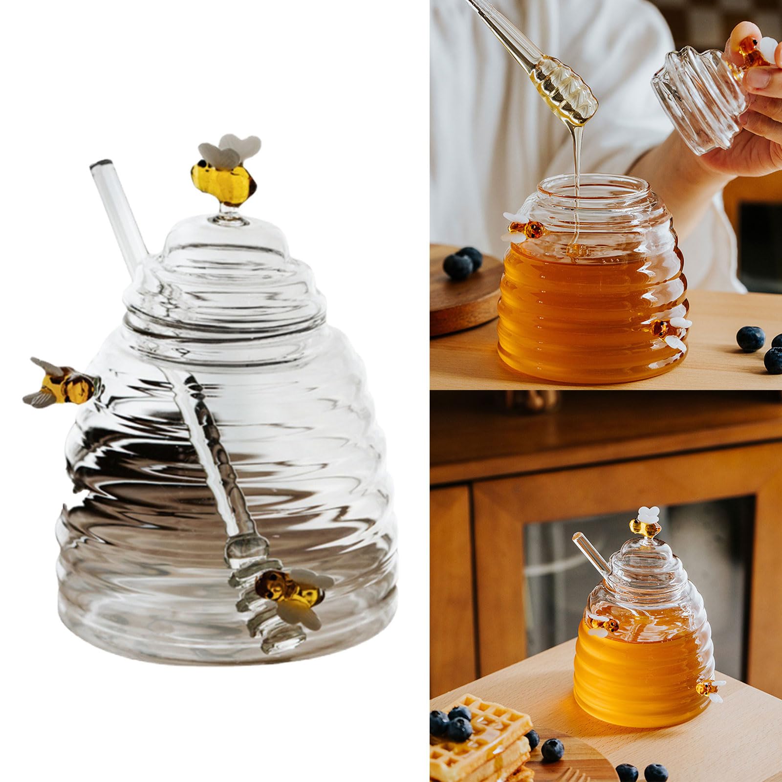 Honeycombs Sealed Honeys Jar Beehives-shaped Jams Jar Clear Honeys Glass Bottle For Storing And Dispensing Honeys Honeys Disp