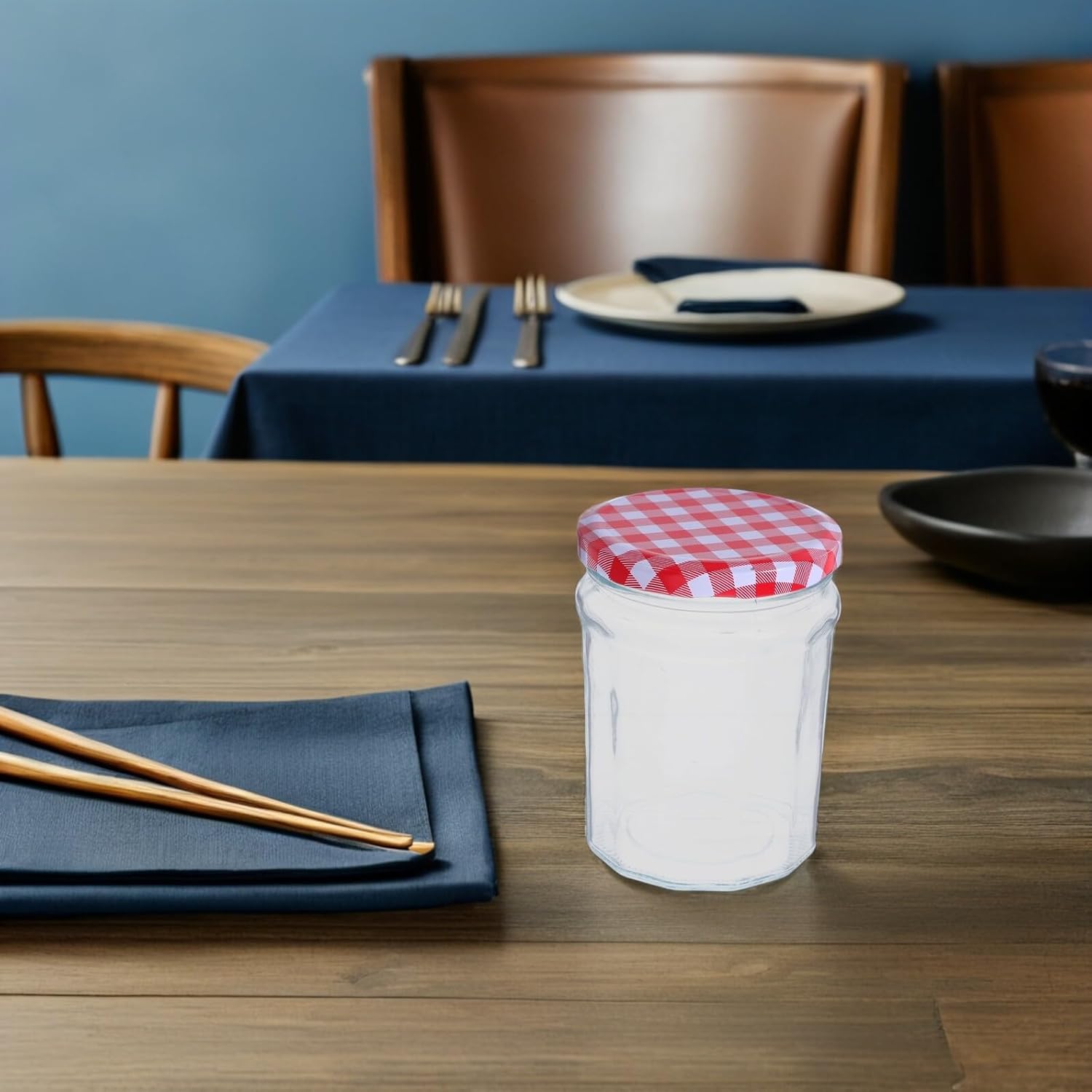 Zerodeko 6pcs 380ml Hexagon Glass Jars with Airtight Lids, Food Storage Canning Jars, Sealed Glass Containers for Jam, Honey, Spices, Kitchen Pantry Organization