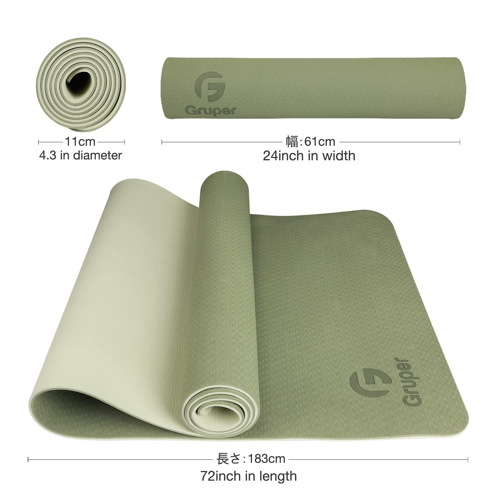 Tappetino da yoga antiscivolo, ecologico, con tracolla per il trasporto, tappetino da yoga professionale per donne, tappetini da allenamento per casa, pilates ed esercizi a pavimento