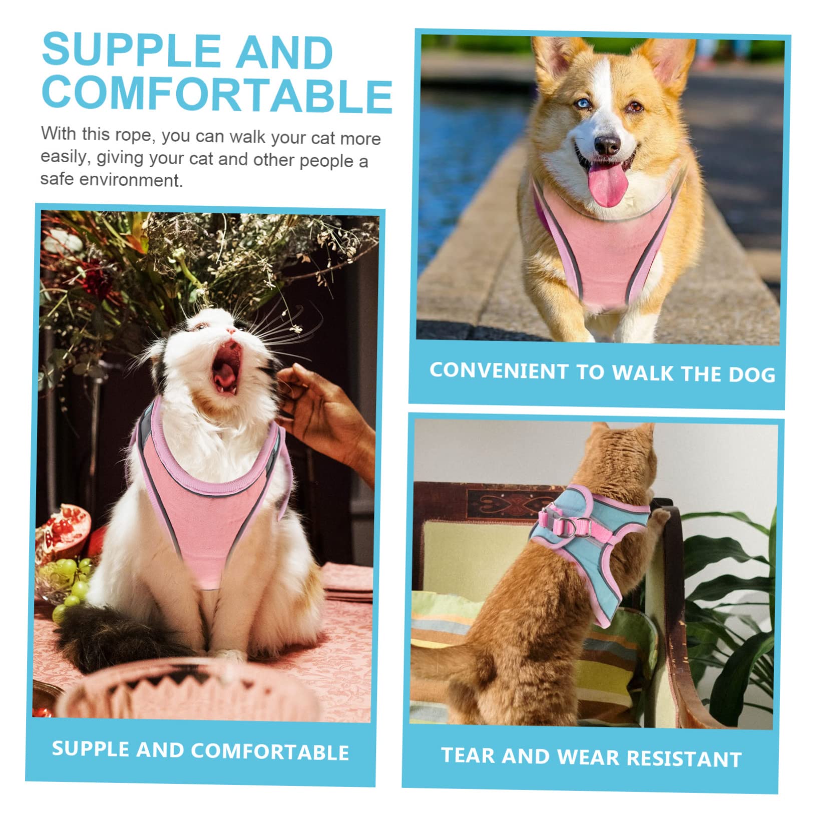 INOOMP 4 Ensembles De Harnais pour Animaux De Compagnie Harnais De Traction pour Chat Et Laisse pour Chaton Doux pour Chaton Réglable pour Chat Laisses