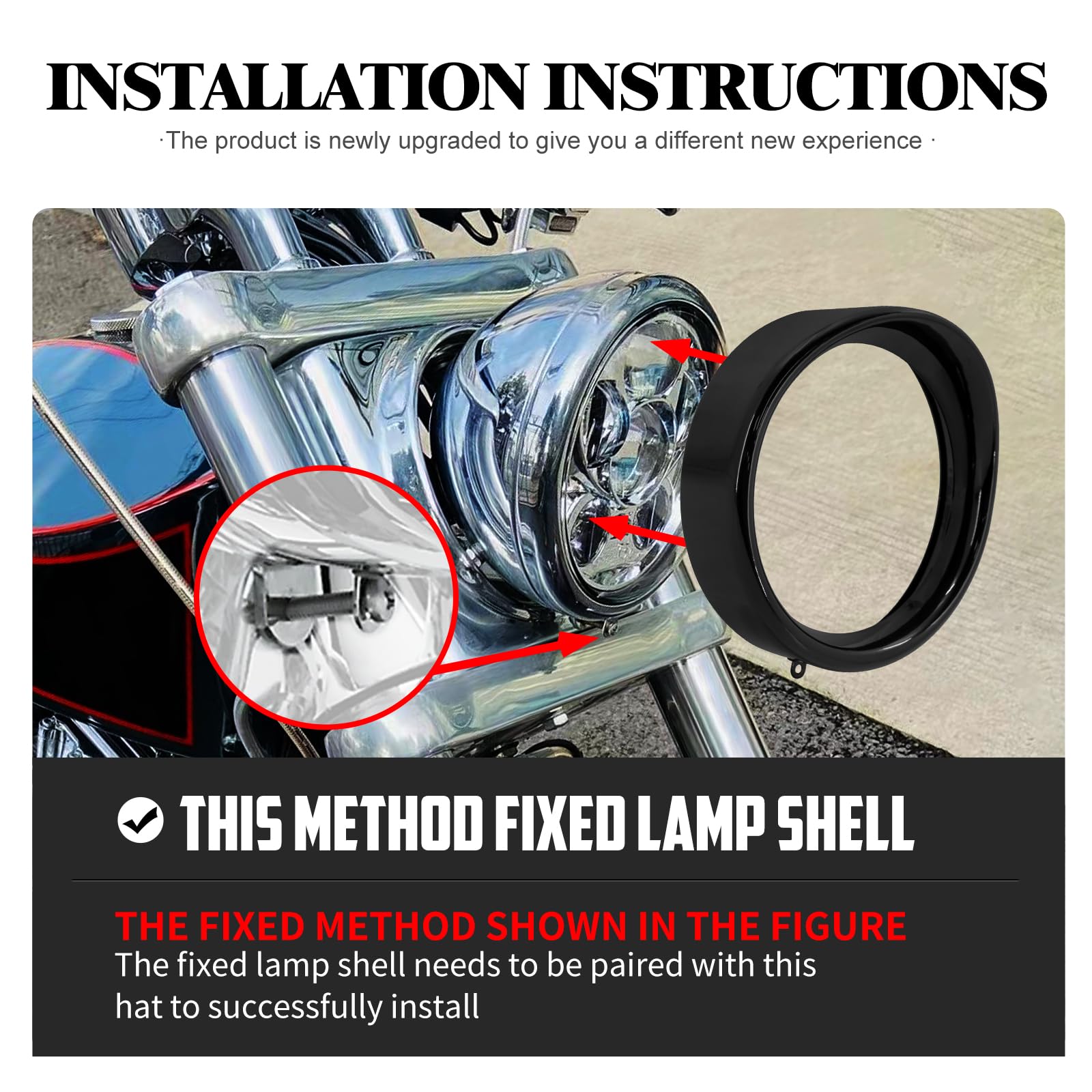 Chrome Trim Ring 7" & 4.5" Chrome Headlight & Fog Light Trim Rings Visor Bezels For Harley Softail & Touring Models - Direct Fit Replacement Harley Davidson Softail Headlight - Foto 4