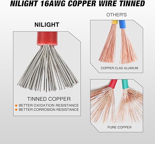 Miniatura 4 de Nilight 3 Pin DT Connectors 16AWG 6 Kits Male & Female Electrical Connector Waterproof Plug and Play w/Heat Shrink Butt Terminals for Automotive