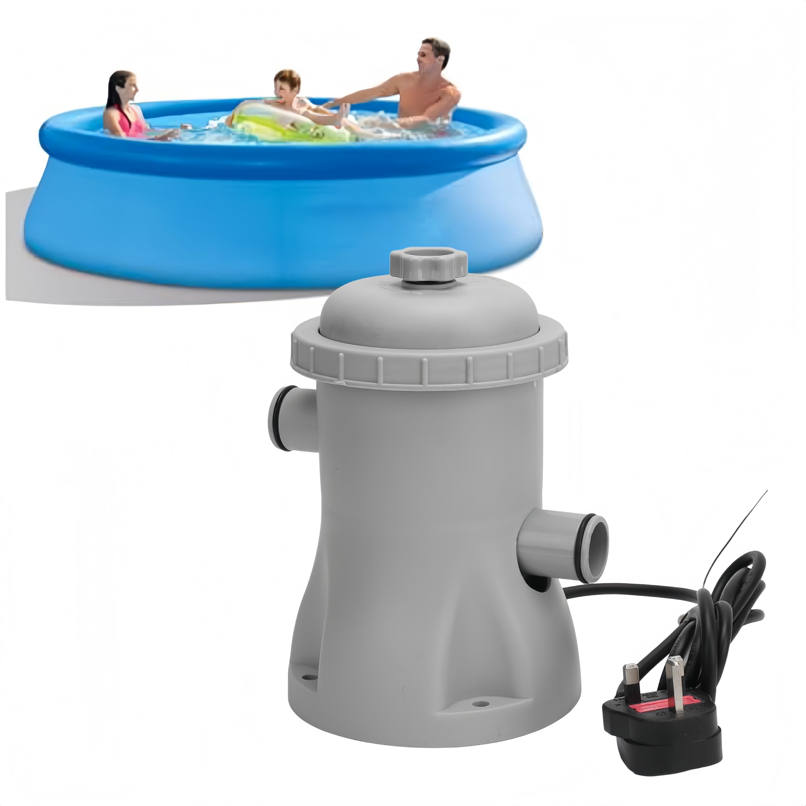 330 Gallon Swimming Pool Filter Pump, Pool Pump and Filter Kit for Above Ground Pools, Low Noise Water Circulation Pump with Hoses