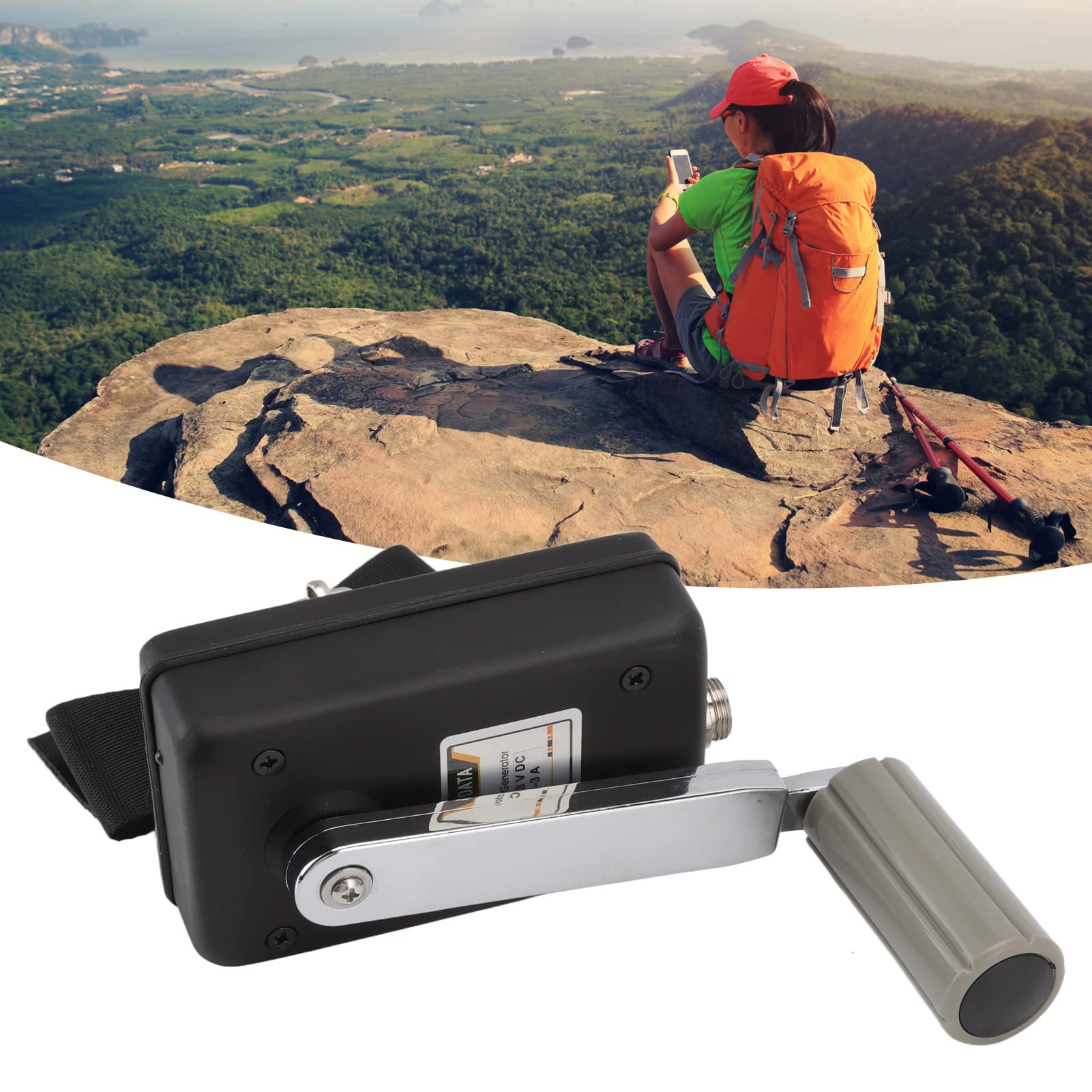 Omabeta Generador de Manivela Portátil de 30 W, Potencia Manual de Alta Eficiencia para Uso en Exteriores de Emergencia, Ligero, Negro