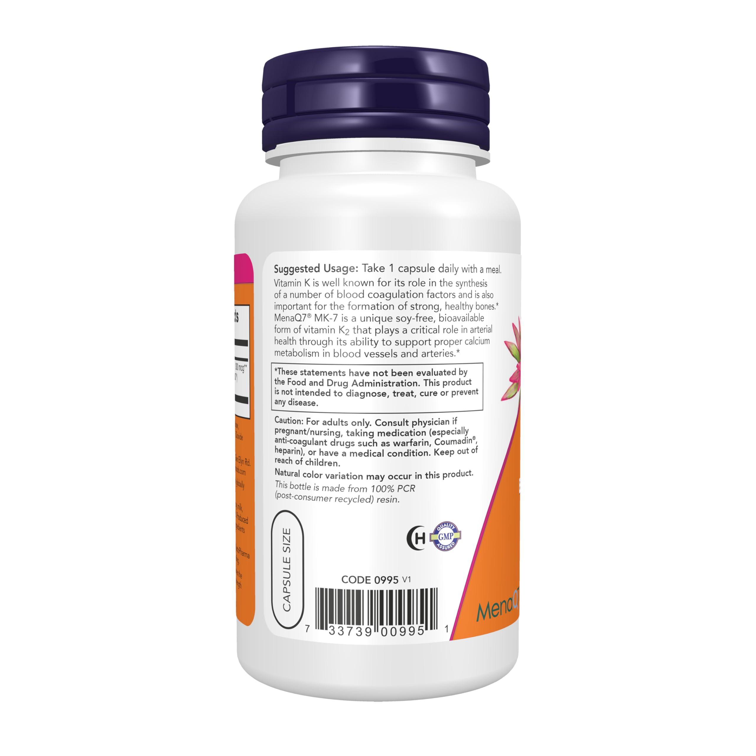 Now Supplements, MK-7 Vitamin K-2, Extra Strength 300 mcg, 120 Veg Caps — Amazon image 3