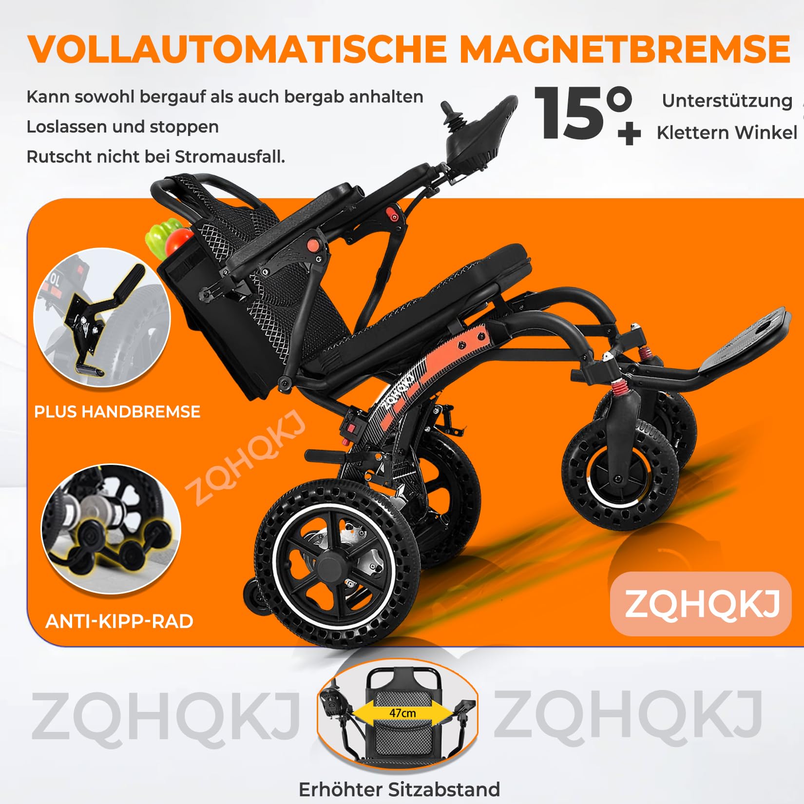 Elektryczny wózek inwalidzki, składany, lekki, z wyjmowaną baterią litową, zasięg 20-35 km, nośność 150 kg, tylko 15,8 kg, waga własna, 30 cm (12") Honeycomb Shock Wheel, 10 A