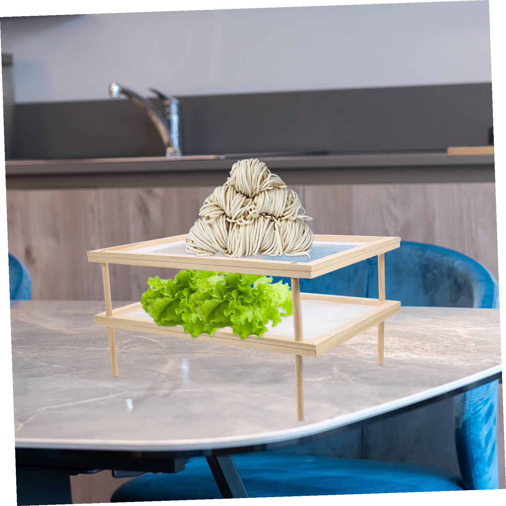 Essiccatore per Pasta in Legno Gambe Antiscivolo Robusto e Stabile per Uso Domestico in Cucina Beige Semplice e Raffinato