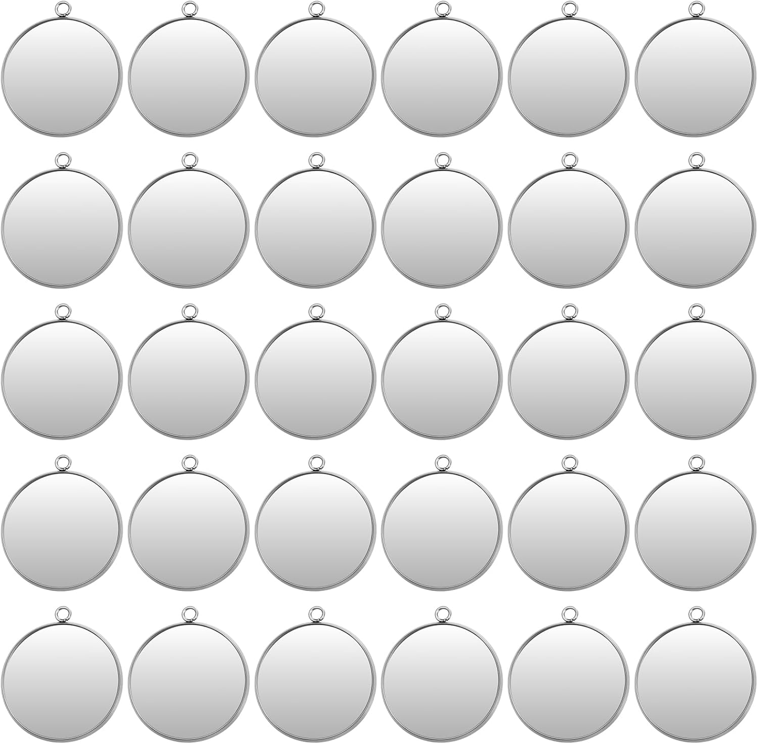 30 PCS Stainless Steel Round Pendant Trays, 20mm Silver Jewelry Blank Bezels, Cabochon Blanks Pendant Blanks Trays Base, Round Settings Charms for Earrings Necklace Pendants Jewelry Making Kits