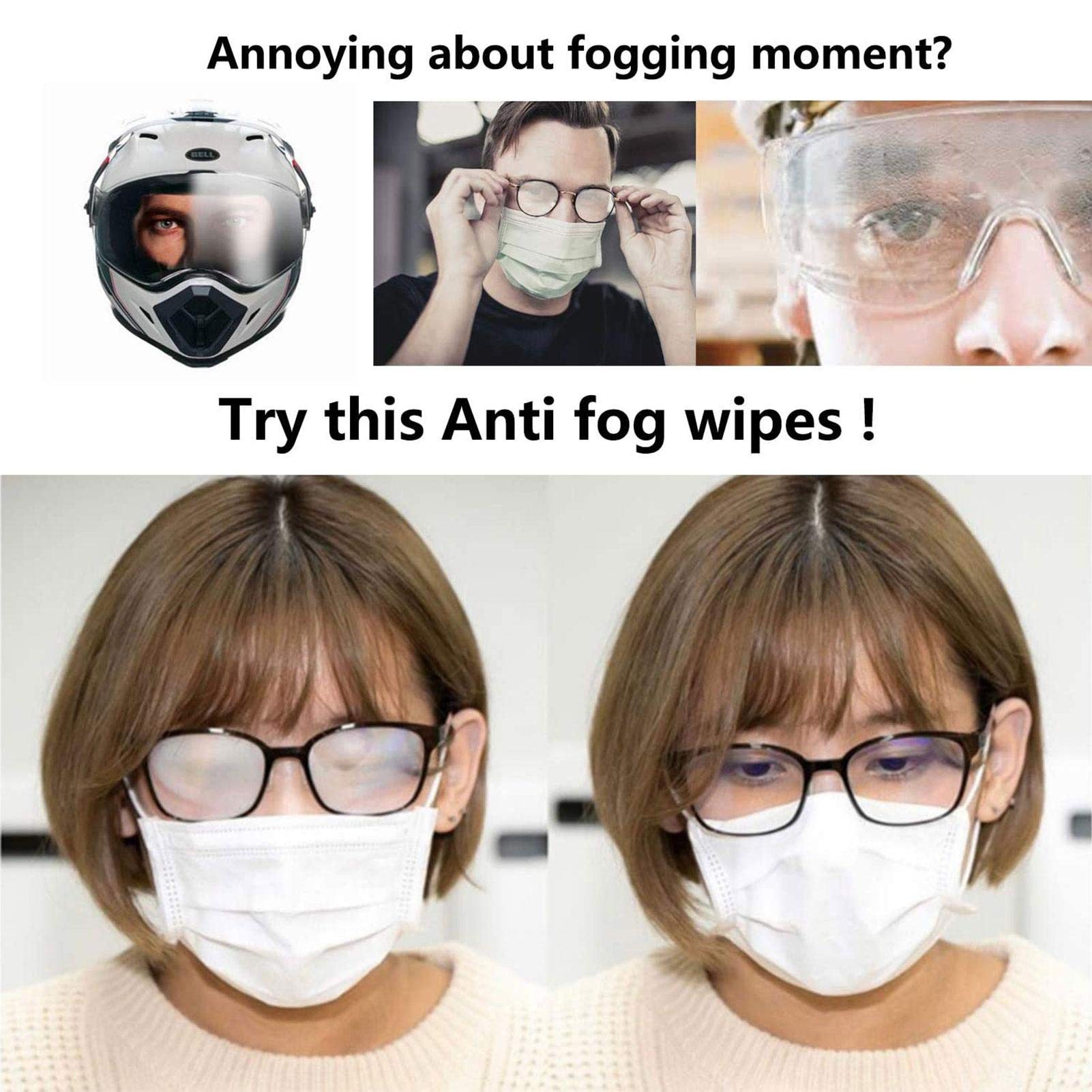 Salviette Antiappannamento Per Occhiali - 5 Pezzi Riutilizzabili, 15x15 Cm, Per Maschere E Lenti - Foto 2