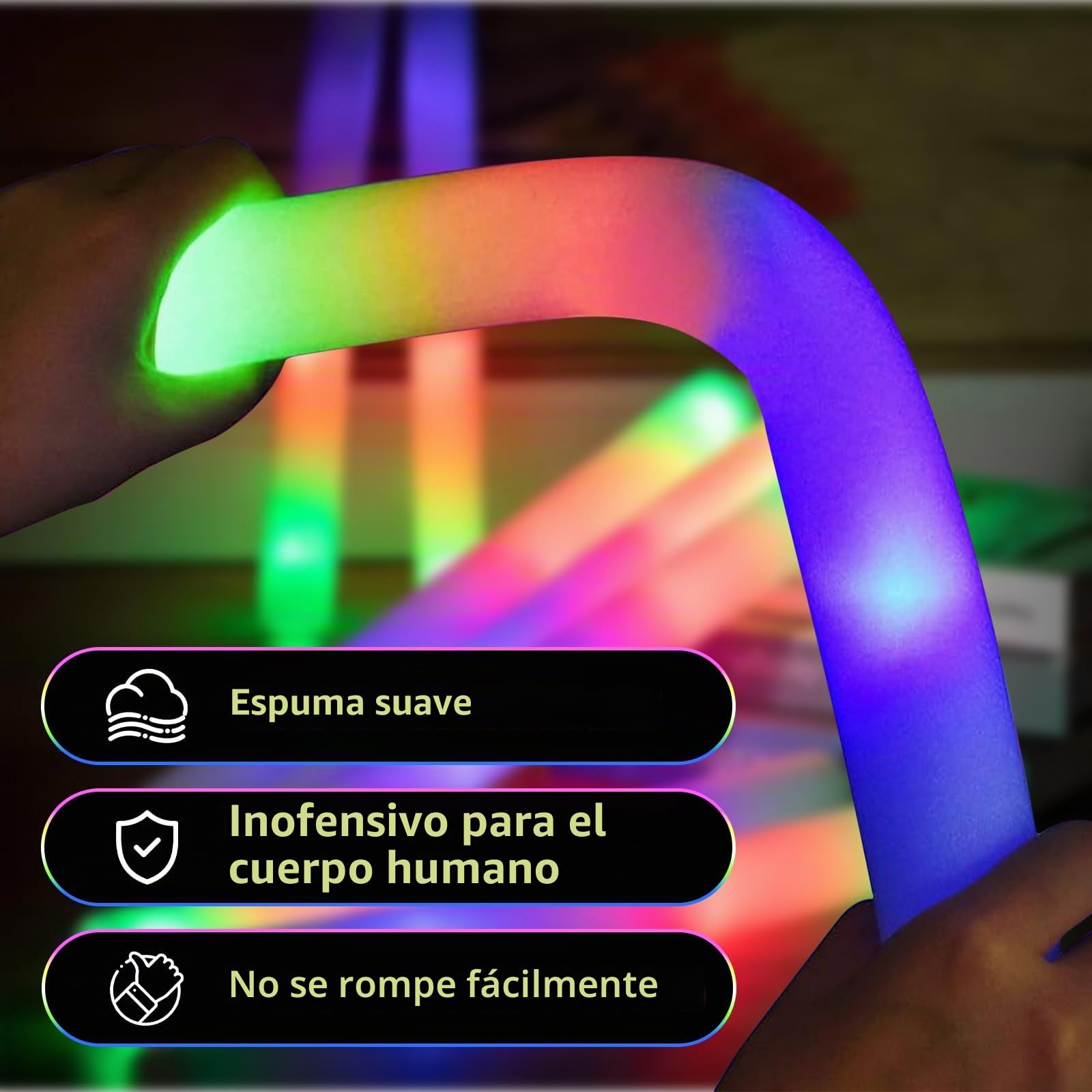 30pcs palos luminosos para fiesta, palos de luz LED, 3 modos de iluminación, varillas de espuma – barras luminosas para fiestas, conciertos y fiesta neon, hora loca boda