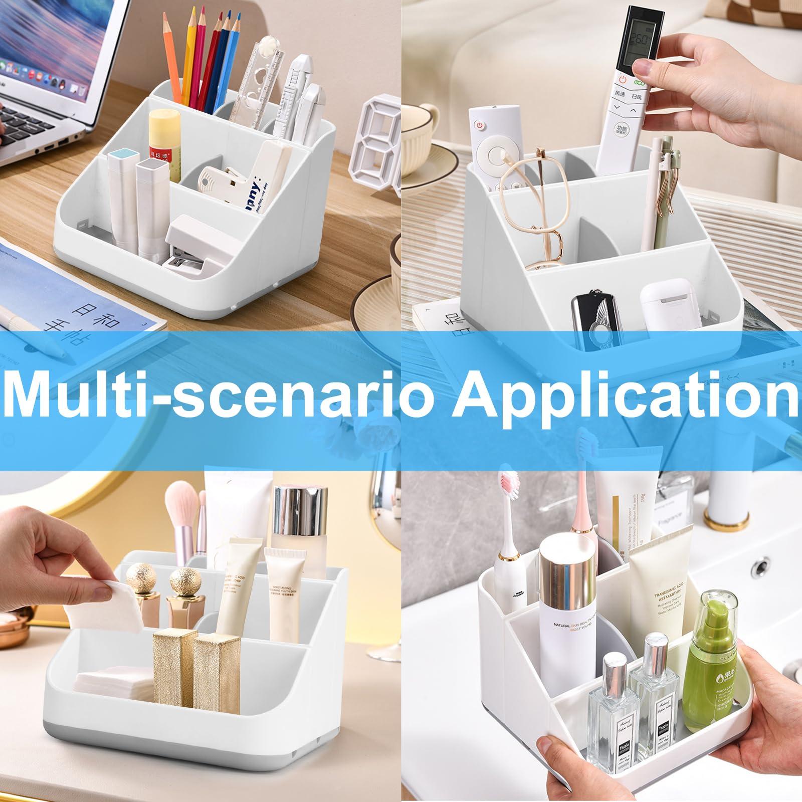 Soporte para cepillo de dientes para baño, desmontable para una fácil limpieza, organizador de almacenamiento multifuncional para encimera, 6 ranuras para cepillo de dientes eléctrico y pasta de