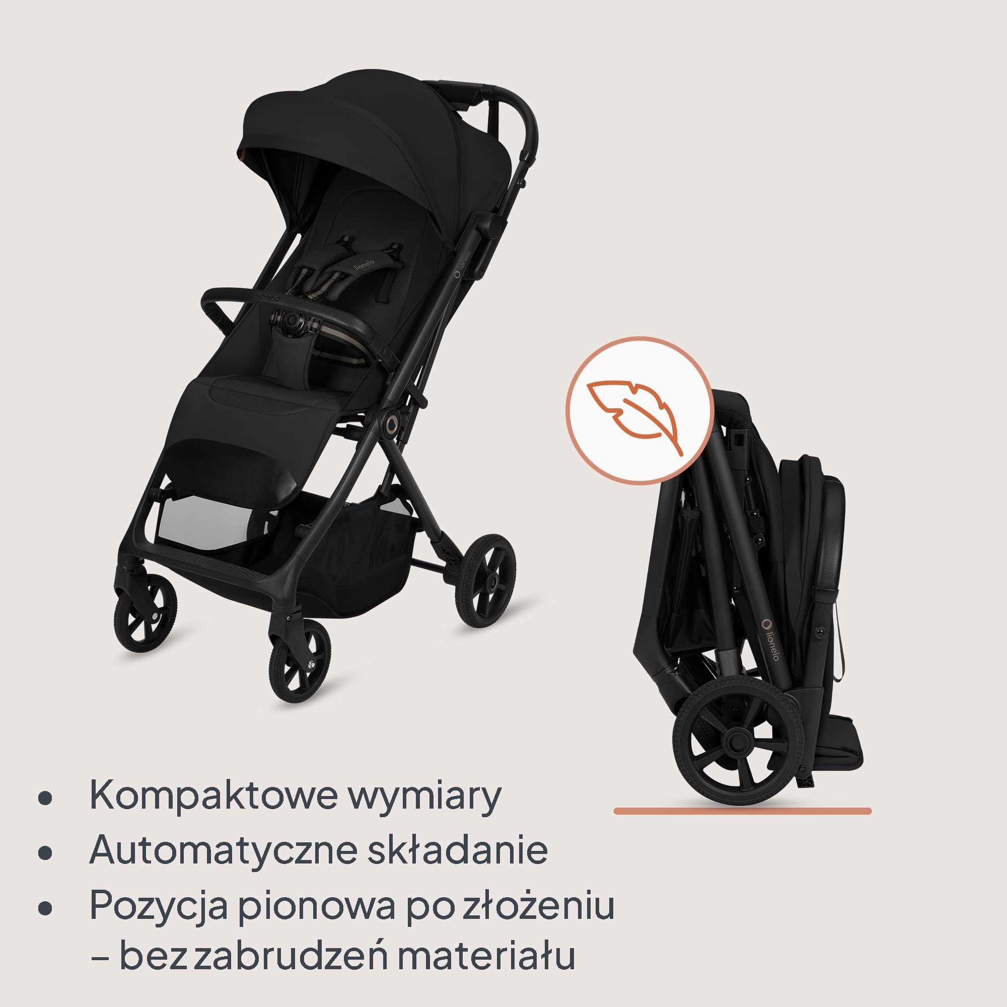 Lionelo Tansi wózek podróżny do 22 kg, rozmiar 6 miesięcy – 4 lata, kompaktowy wózek podróżny z kółkami GravelTech, pozycja leżąca, 92 cm, Dri Seat z zabezpieczeniem UPF50+