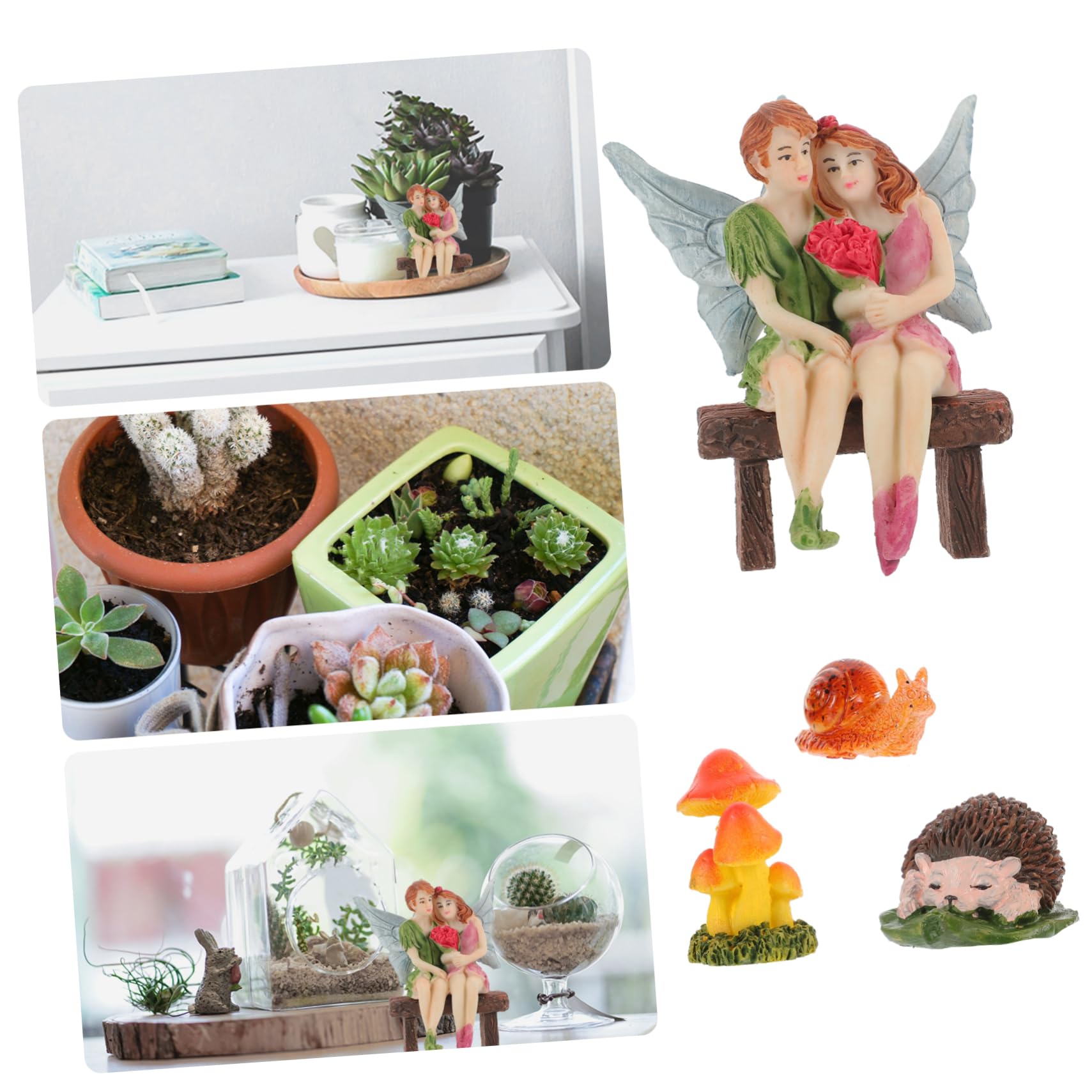 ifundom 4 Sätze Garten Deko Teiliges Widerstandsfähigem Harz Kleine Feenfiguren und Ornament für Miniaturgarten Lebendige Dekoration für Drinnen und Draußen