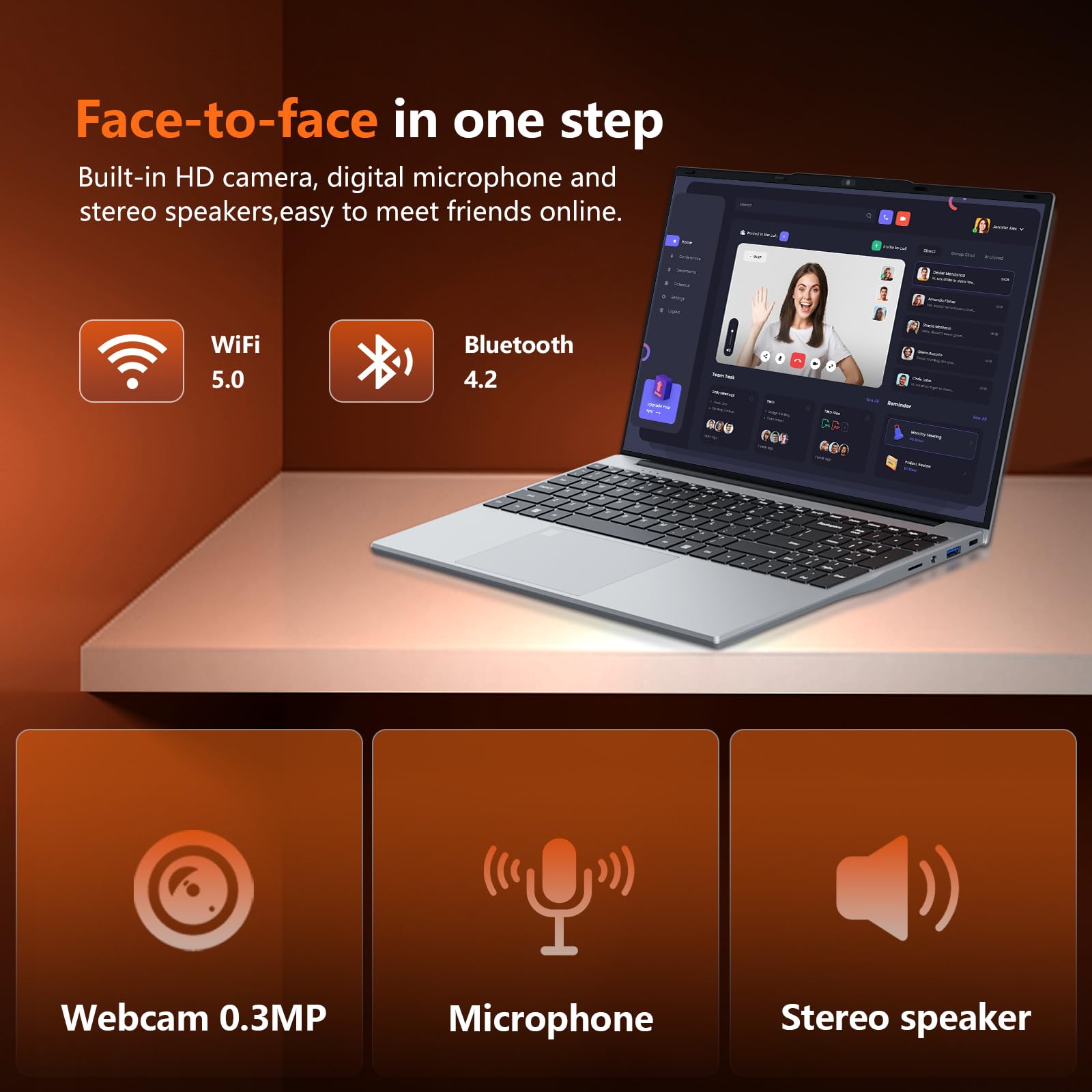 15,6 Pouces Ordinateur Portable, Win 11 PC Portable 16Go RAM DDR4 512Go SSD, CPU Twin Lake-N150, Clavier Rétro-éclairé+Déverrouillage Empreinte, Laptop1080P Écran, WiFi5+Mini-HDMI+USB3.0+BT4.2+Webcam
