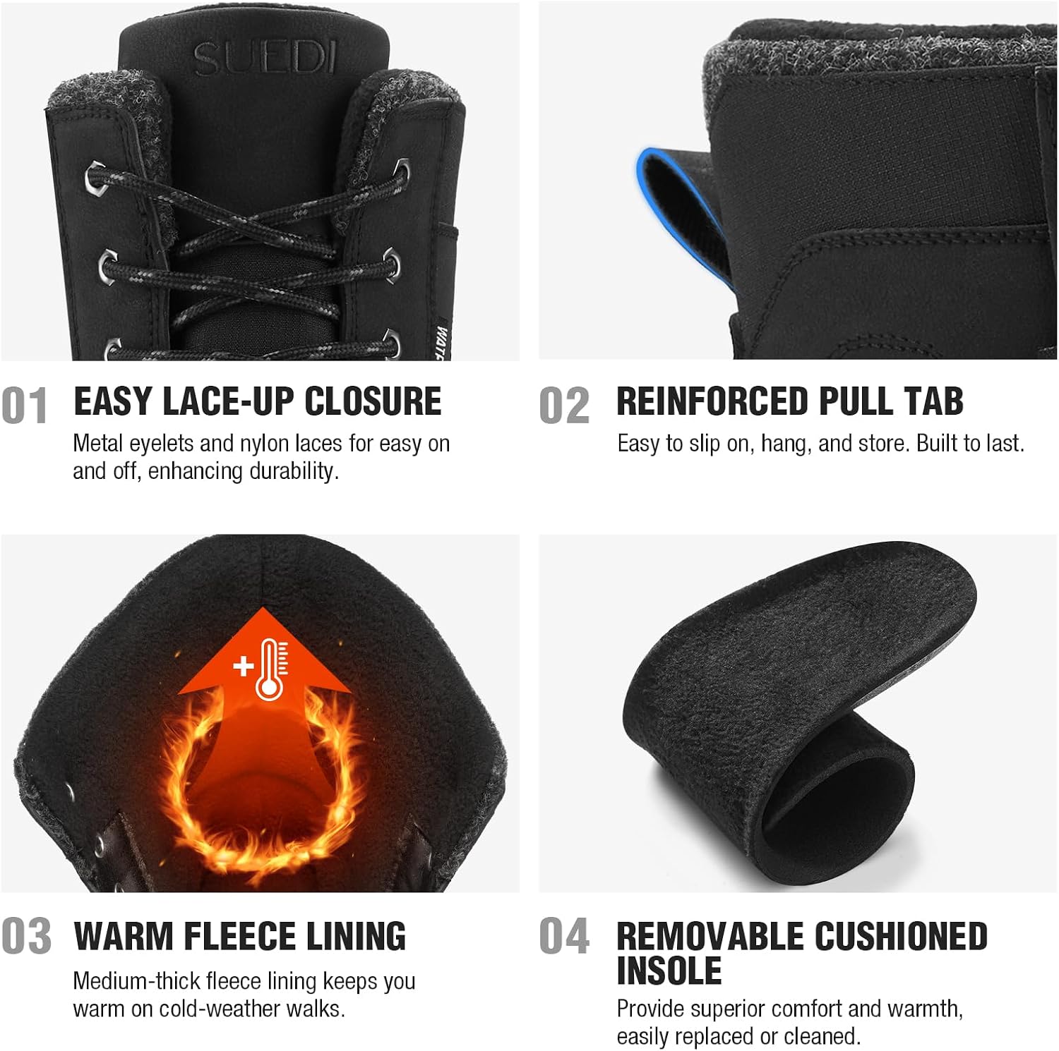 Men's Snow Boots Insulated Waterproof Lightweight Winter Boots Slip Resistant Duck Boots for Men