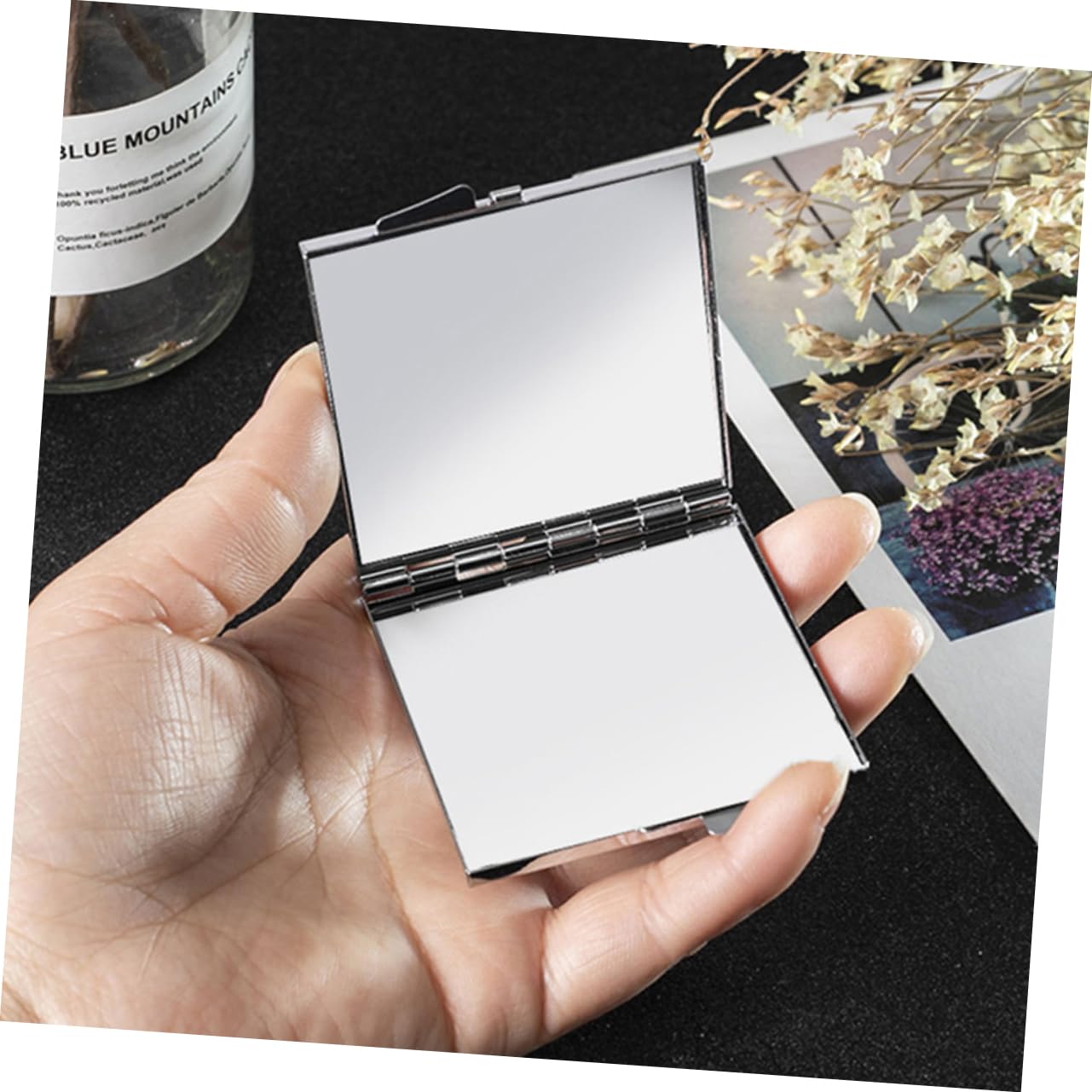 Beaupretty 3 Piezas Espejo De Tocador Plegable Espejo De Bolsillo Portátil Espejo De Maquillaje De Aumento Oro Lente De Cristal De Alta Definición Bulto Espejo De Belleza Mujer