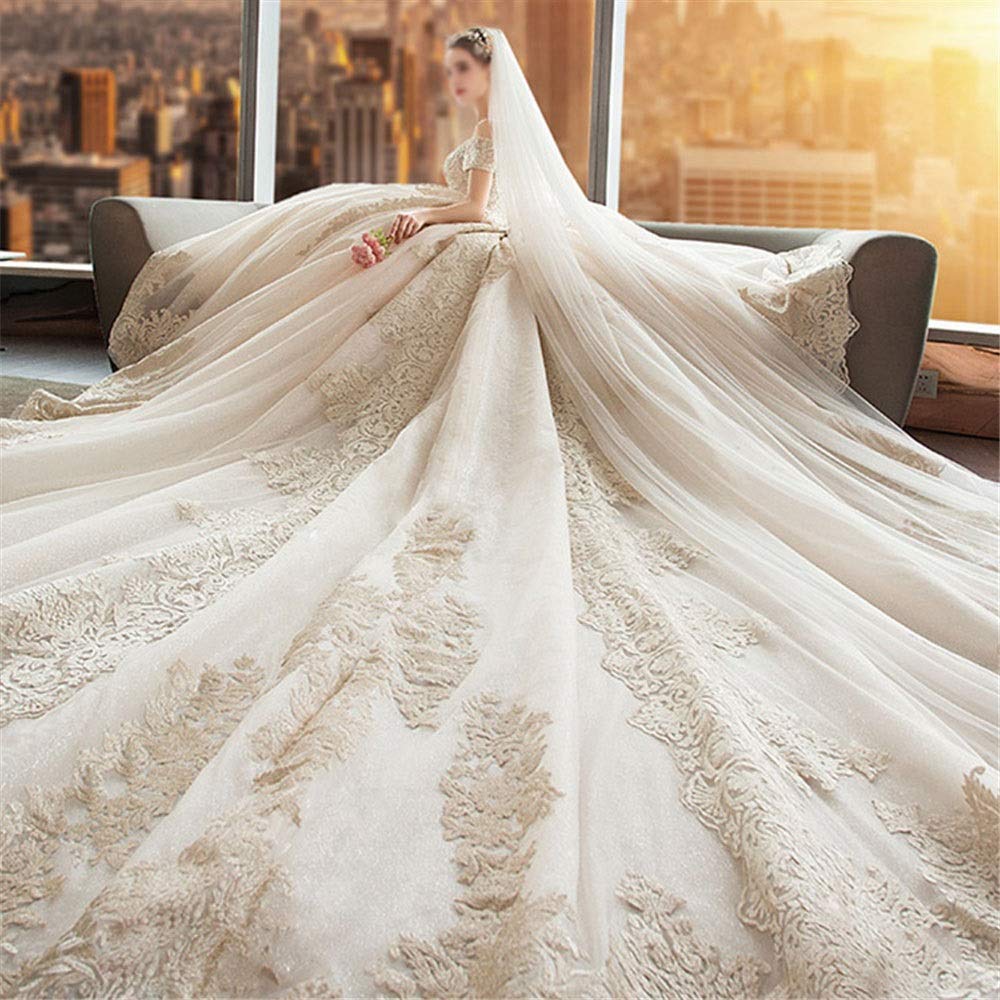 Las Mujeres del Vestido de Novia Tienen Hombros Retro, Delgados Y Elegantes Vestidos Delgados, Vestidos de Novia Tridimensionales, Color de la Foto, l