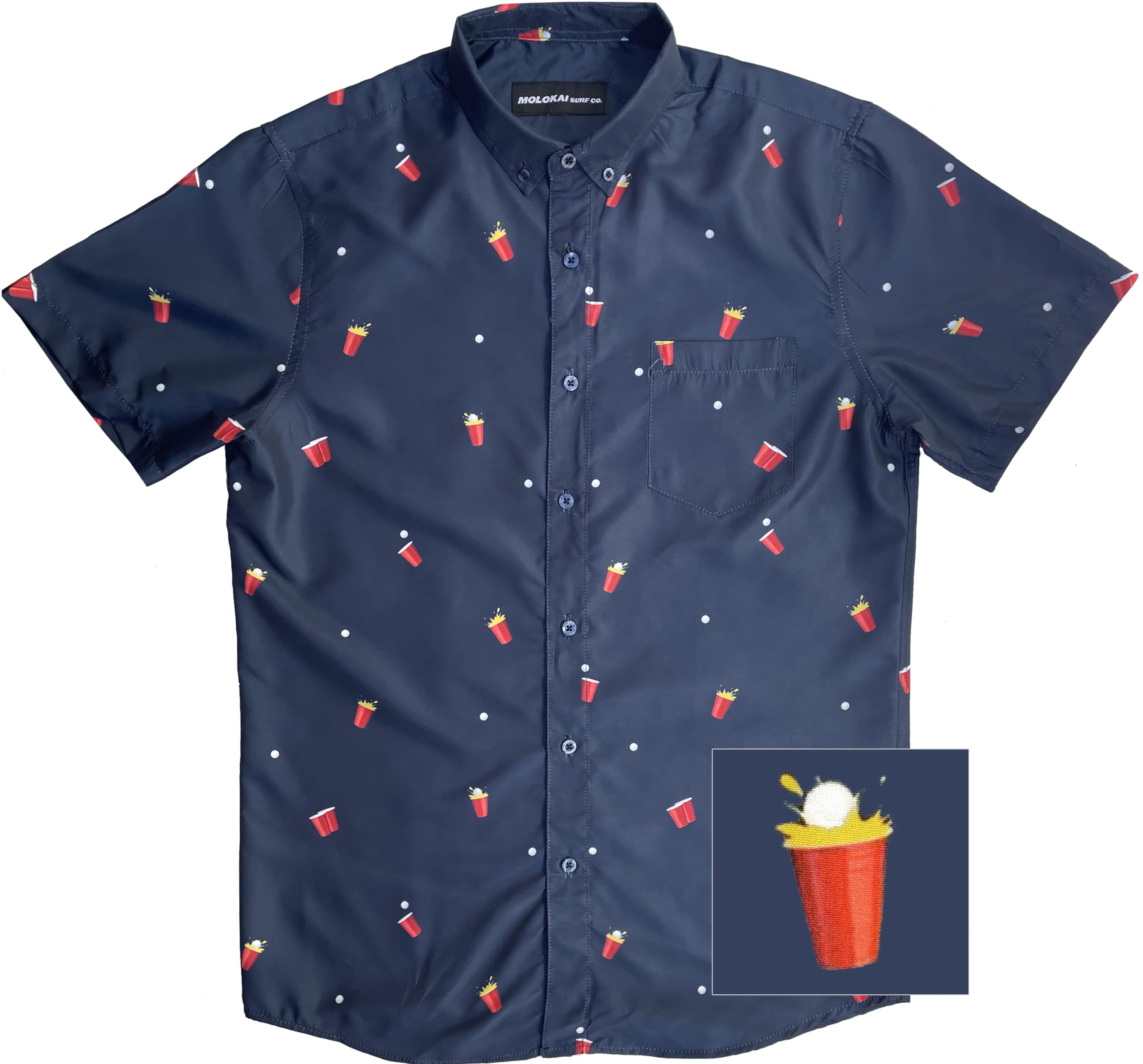 Molokai Surf Button Down Slim Fit Hawaiian Short Sleeve Shirts