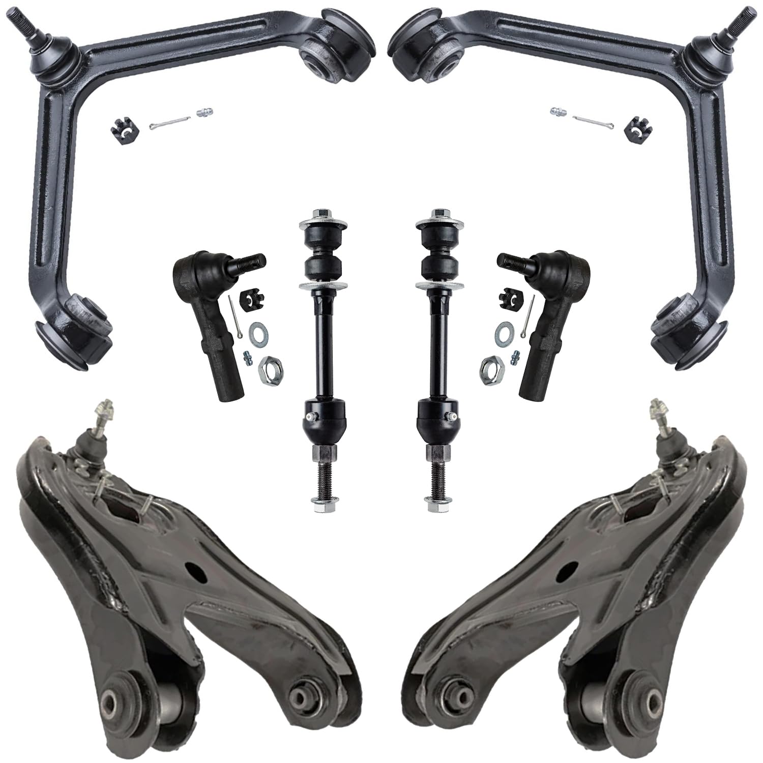 Detroit Axle - RWD 8pc Front End Kit for 2002-2005 Dodge Ram 1500, 4 Upper