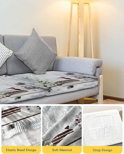 Miniatura 4 de Fundas de cojín elásticas para sofá, seccional, individual, en forma de T, protector para muebles con parte inferior elástica, muñeco de nieve,