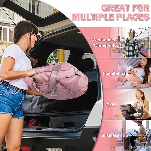 Miniatura 5 de Ranslen Bolsa de viaje plegable de gran capacidad, bolsa de viaje de expansión con separación seca y húmeda, bolsa de viaje portátil