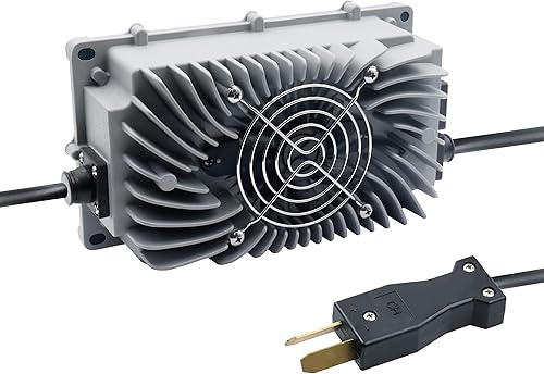 Abakoo Cargador de batería para carrito de golf de 36V 12A con conector Crowsfoot estilo Crowfoot Plug, impermeable IP67