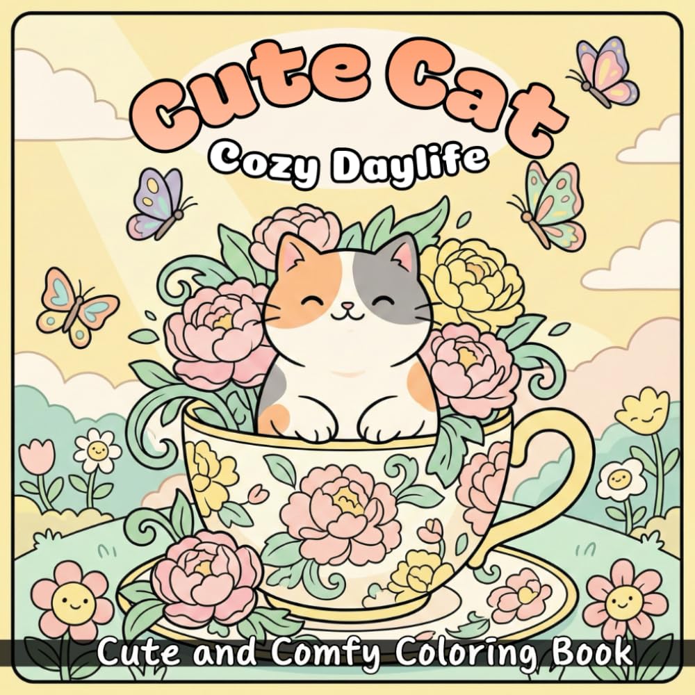 Cute Cats Cozy Daylife: Coloring Book Featuring 50 Pages Of Cats In Cozy Scenes, Designed For Kids, Teens, And Adults To Enjoy A Relaxing, Fun, And ... At Home. (Animal Cozy Daylife Coloring Book)