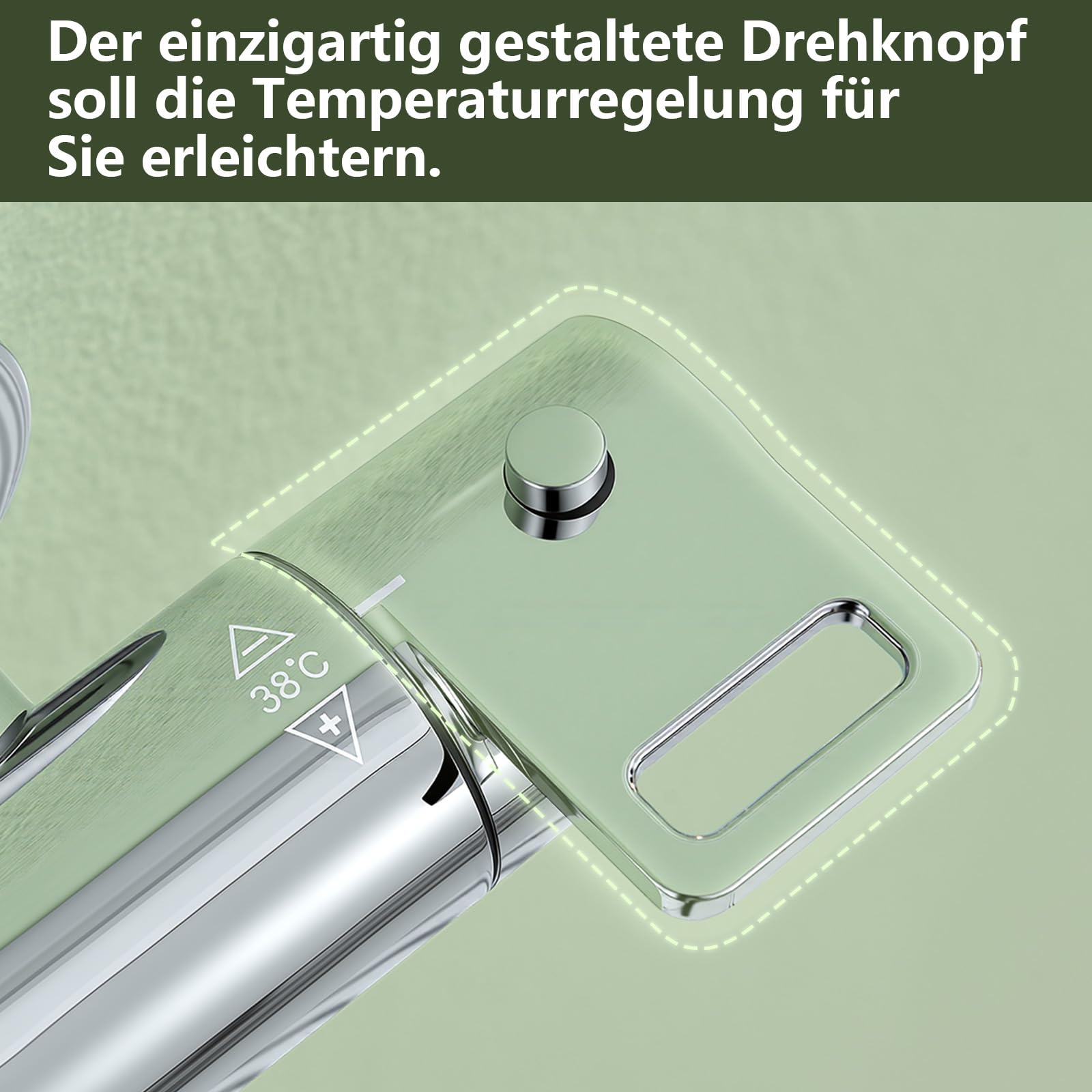 Duschsystem mit Thermostat Edelstahl Regendusche 12" Quadratische Regenbrause Handbrause eine Strahlart Duscharmatur Komplettset Höhenverstellbar mit Anti-Verbrühungsschutz Wassersparend