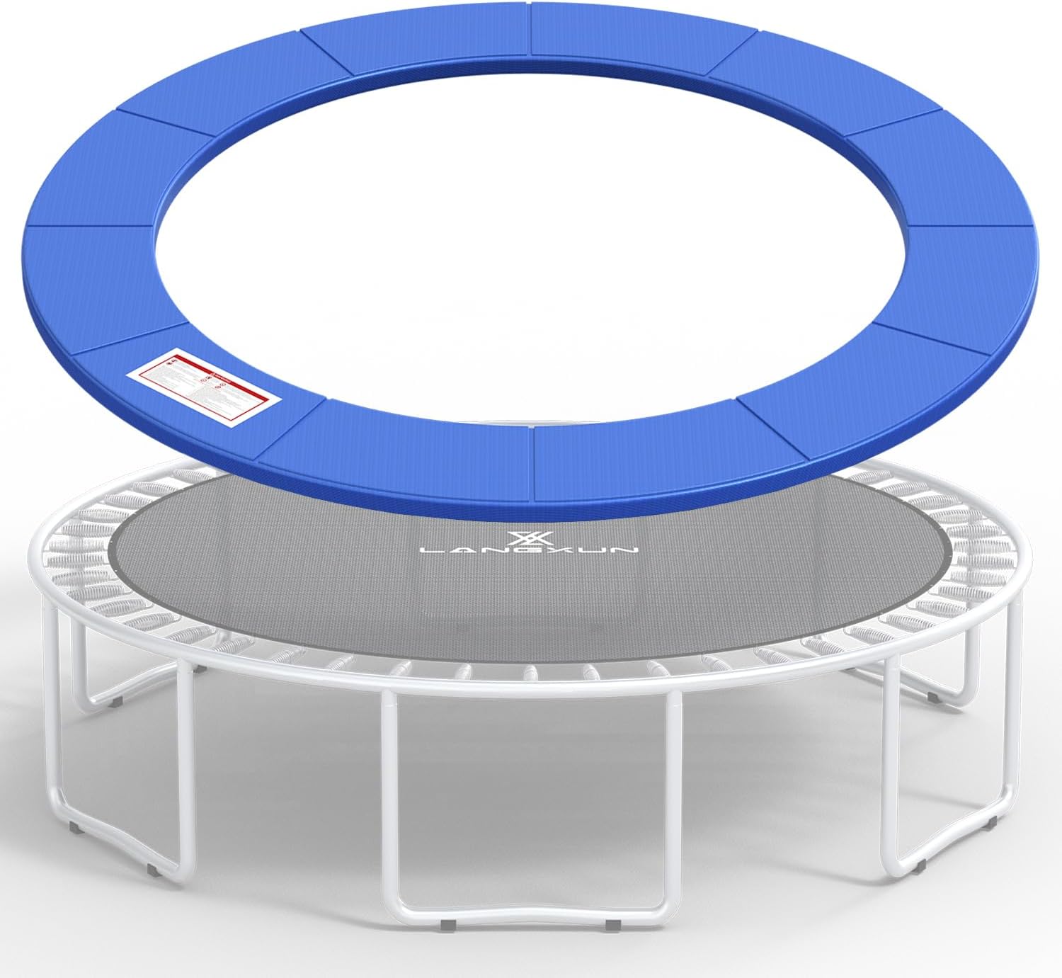 LANGXUN Universal Trampoline Repalcement Safety Pad, 8ft 10ft 12ft 14ft 15ft 16ft Waterproof Surround Spring Foam Cover for Round Frame