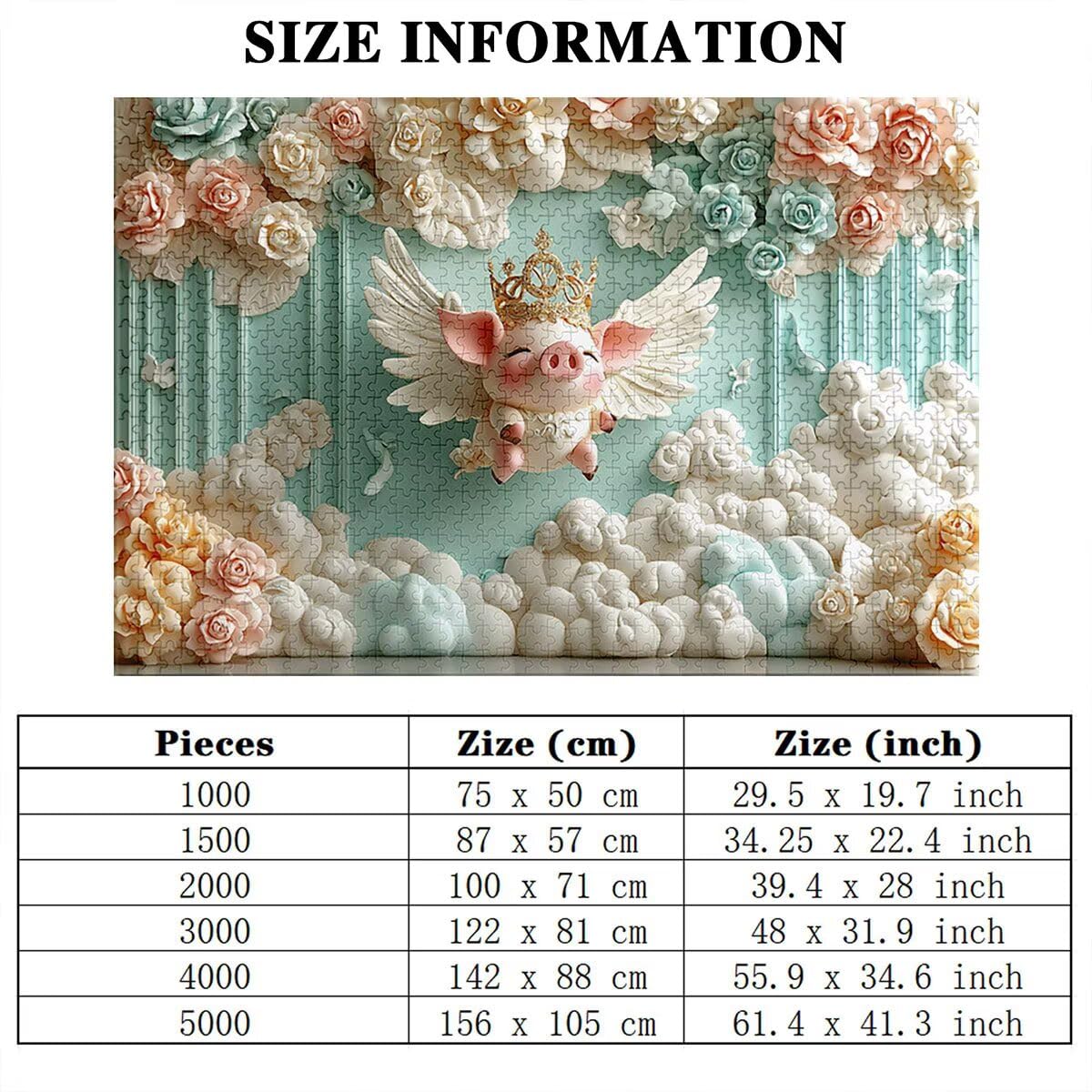 Puzzle 4000 piezas Cerdo, Puzzle Flor con Caja Regalo para Adultos, DIY 4000 piezas Rompecabezas de Madera para Adultos, Rompecabezas Desafiante para Decoración del Hogar y Paredes, Regalo Mujer, E-75