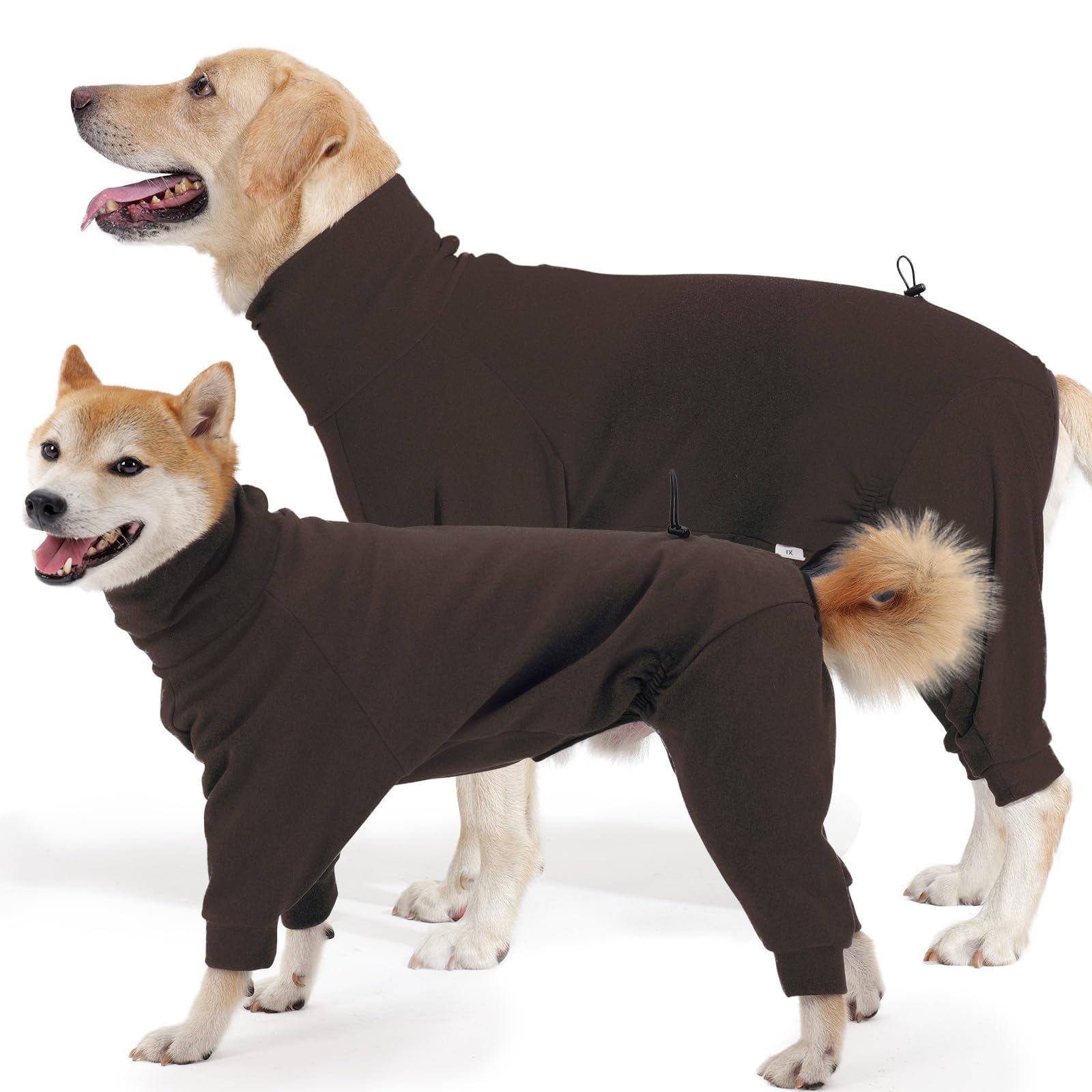 ROZKITCH Hundepullover für große Hunde, vierbeiniger Rollkragenpullover, dehnbare Thermo-Winterkleidung mit Loch für die Leine, vollständige Abdeckung, Outfit für große Hunde, 2 Stück