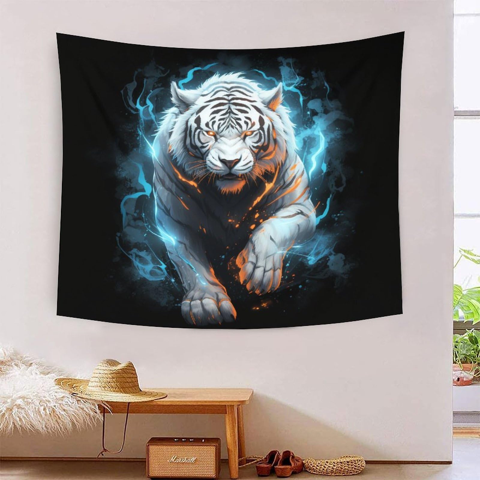 Tenture Murale Imprimée Tigre 3D 70x100 Cm - Décoration D'intérieur Pour Salon Et Chambre En Polyester Doux