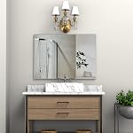 Modern Wall Mirror for Bathroom, 30" x 22" Rectangle Thin Frame Metal Wall Mounted Mirror Hangs Horizontal or Vertical for Bathroom Hallway Bedroom Silver