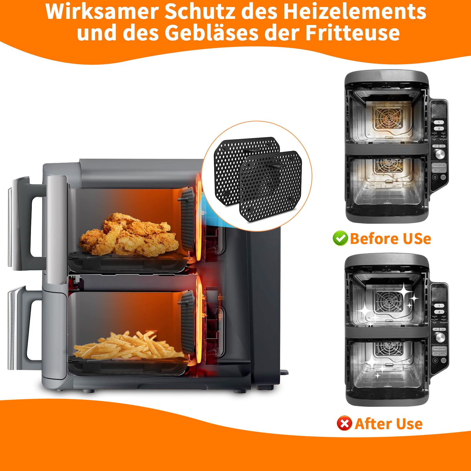 Confezione da 2 paraspruzzi per Ninja Foodi Max Dual Zone AF300EU, Accessori Friggitrice ad Aria in Silicone, Accessori per Air Fryer