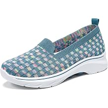 Women Woven Elastic Walking Shoes Comfortable Mary Jane Slip on Flats Sneakers Lightweight Breathable