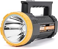 Vista 1 de Linterna LED recargable con pantalla de alimentación, 4 modos de luz, antorcha de mano de alto lúmenes, doble interruptor, linterna portátil