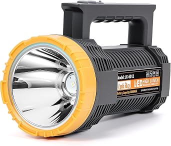 Rechargeable LED Flashlight with Power Display, 4 Light Modes, High Lumens Handheld Torch, Dual Switch, Waterproof Portable Flashlight for Camping, Hiking, Indoor and Outdoor Use LK6012-White light