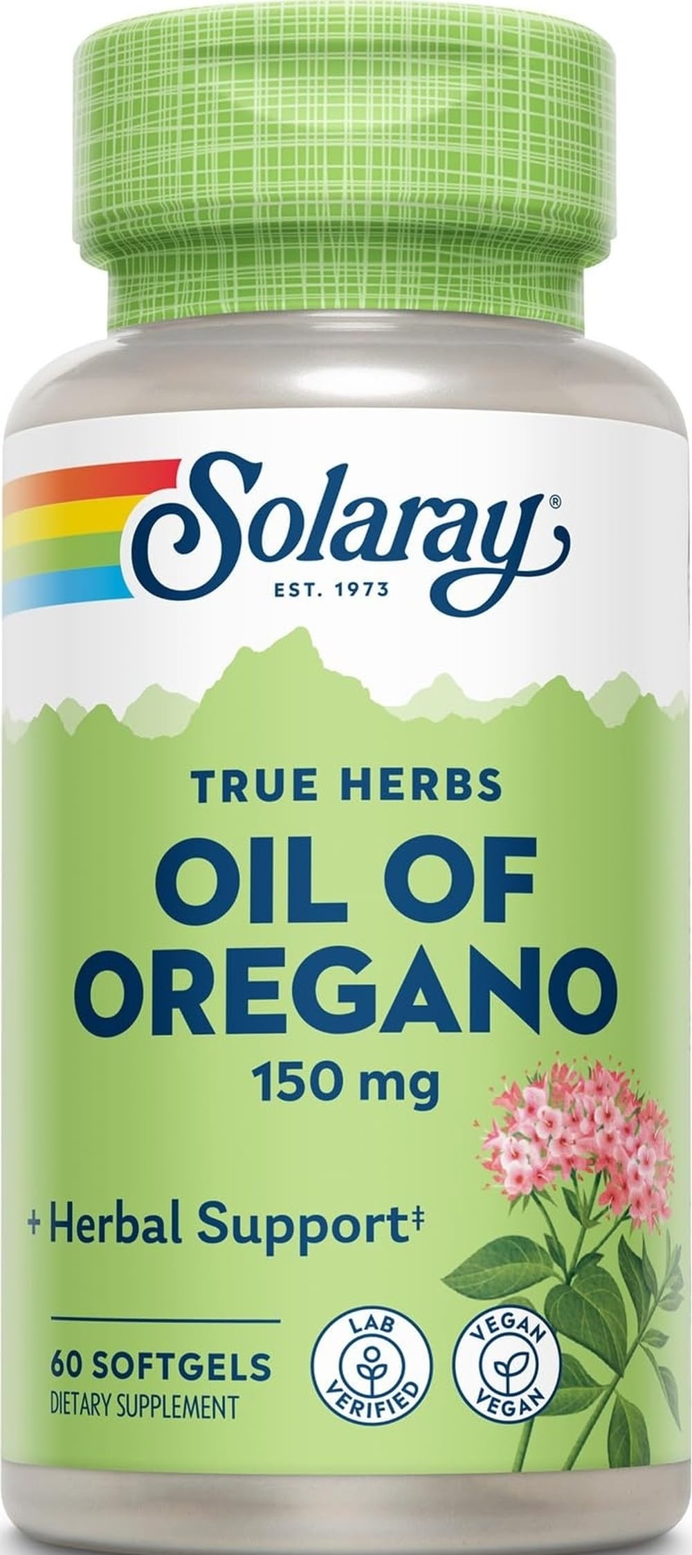 SOLARAY Suplemento Fitoterápico de Orégano com Óleo de Orégano 150 mg, 60 cápsulas softgel
