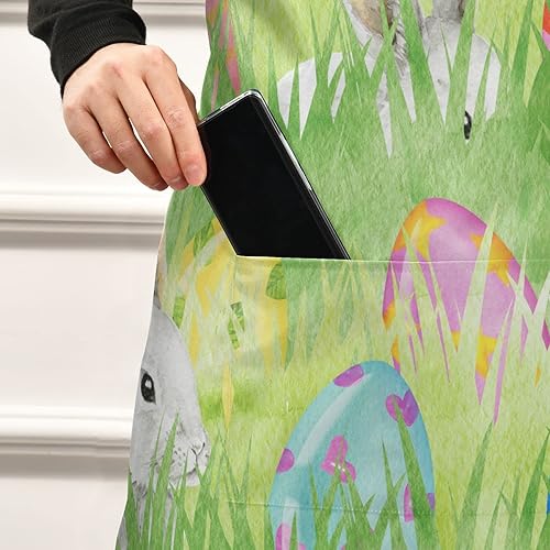 Miniatura 5 de Delantales de acuarela para huevos de Pascua para mujeres y hombres delantal de cocina con cuello ajustable y bolsillos grandes para cocinar hornear