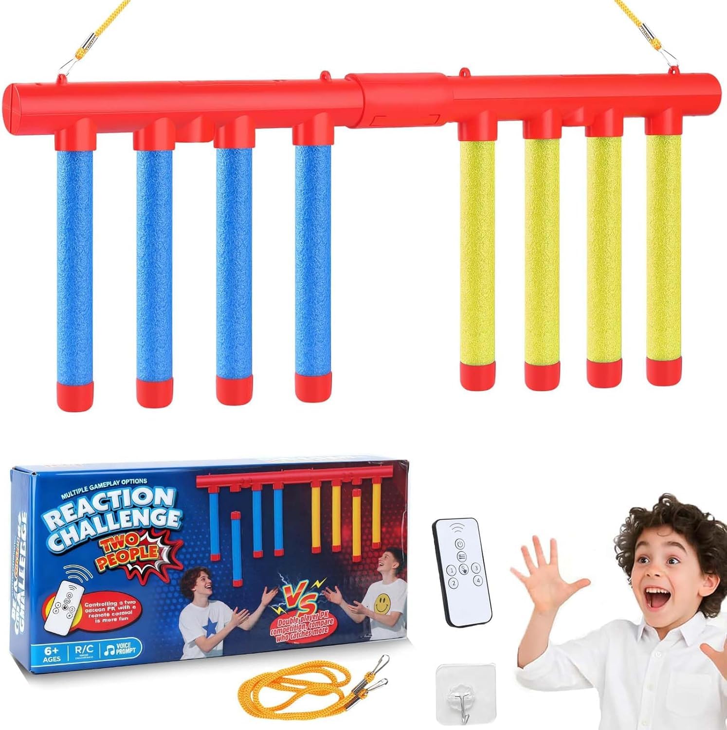 Adjustable 3-Speed Catching Sticks Game 2-Player Reflex Hand Speed Challenge Toy Family Interactive Game for Kids Adults Family Activities