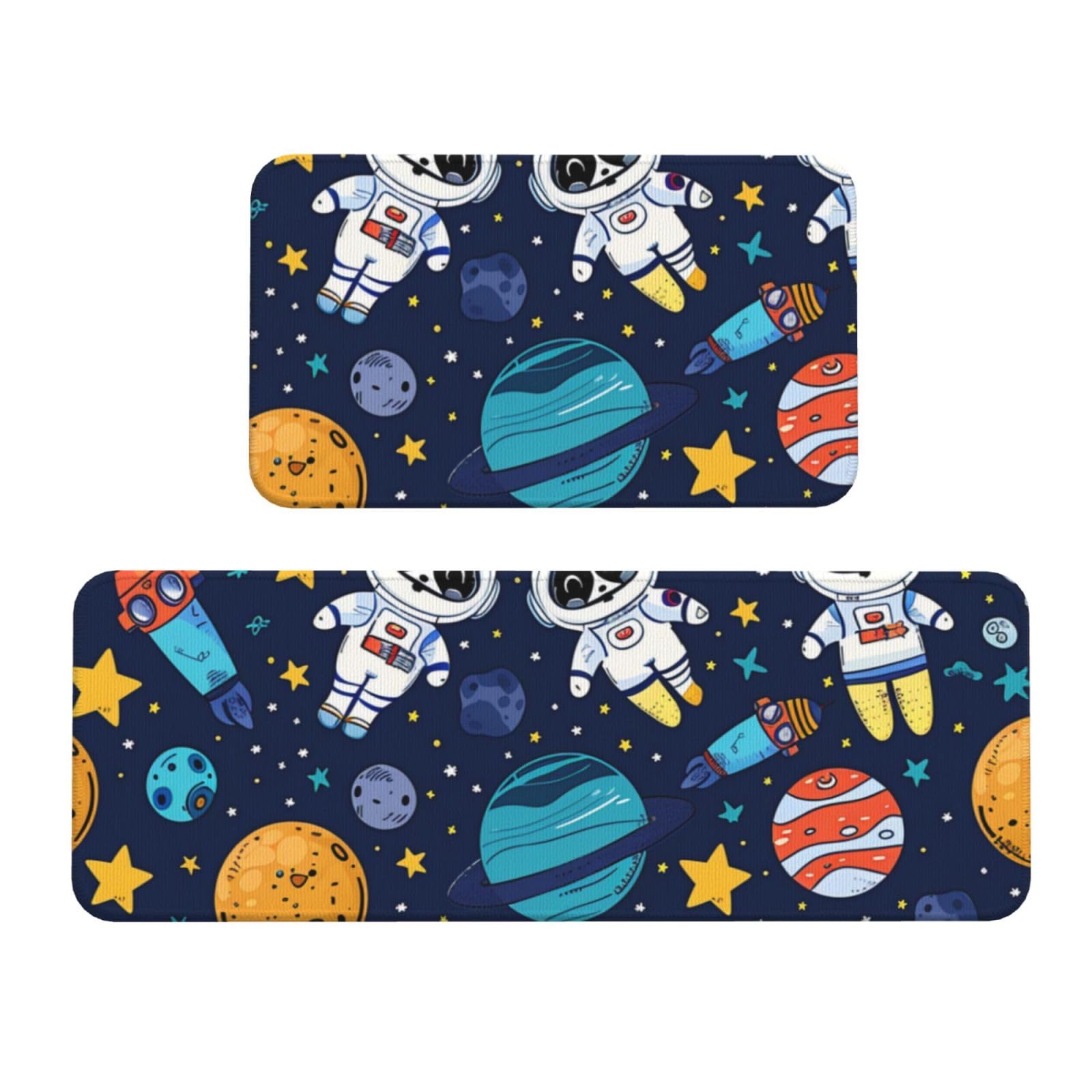 Alfombras de cocina acolchadas y antideslizantes con diseño planetario