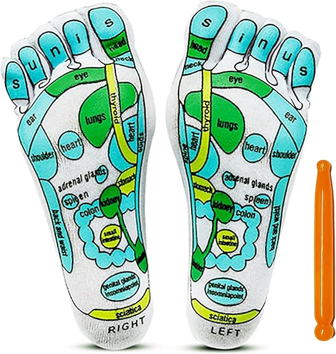 Acupressure Reflexology Socks For Women And Men | S M SIZE Foot Massager Sock | Relieve Tired Physiotherapy Socks With Massage Tools Foot Point Complete Illustration