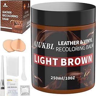 AIUKBL Leather Recoloring Balm, Leather Color Restorer, Leather Restorer for Couches, Leather Scratch Remover, Leather Scratch Repair, Leather Repair Kit for Furniture, Leather Dye (Light Brown)