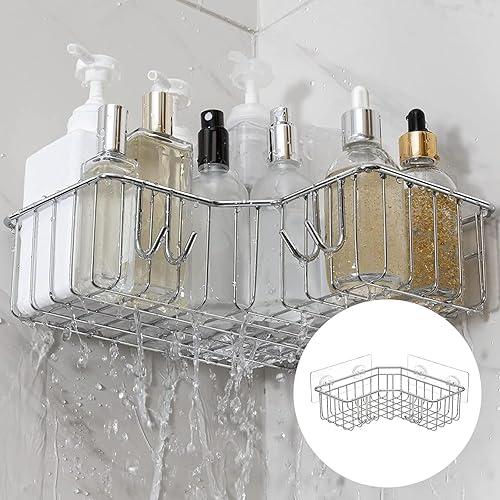 Miniatura 6 de Paquete de 4 soportes adhesivos de repuesto para regadera, ganchos adhesivos para estantes de ducha, estantes de ducha, organizador de ducha, gancho